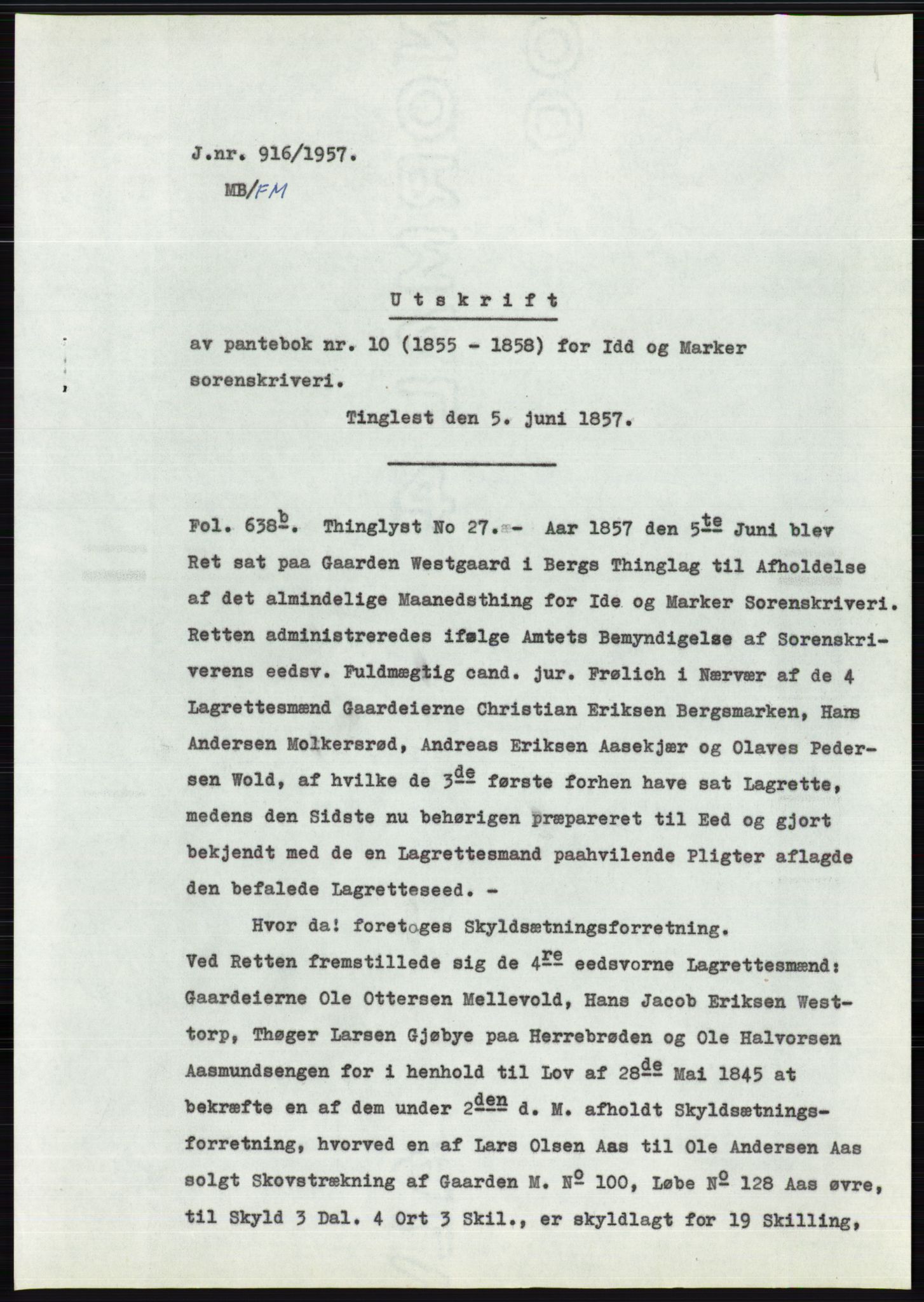Statsarkivet i Oslo, SAO/A-10621/Z/Zd/L0007: Avskrifter, j.nr 804-1436/1957, 1957, s. 99