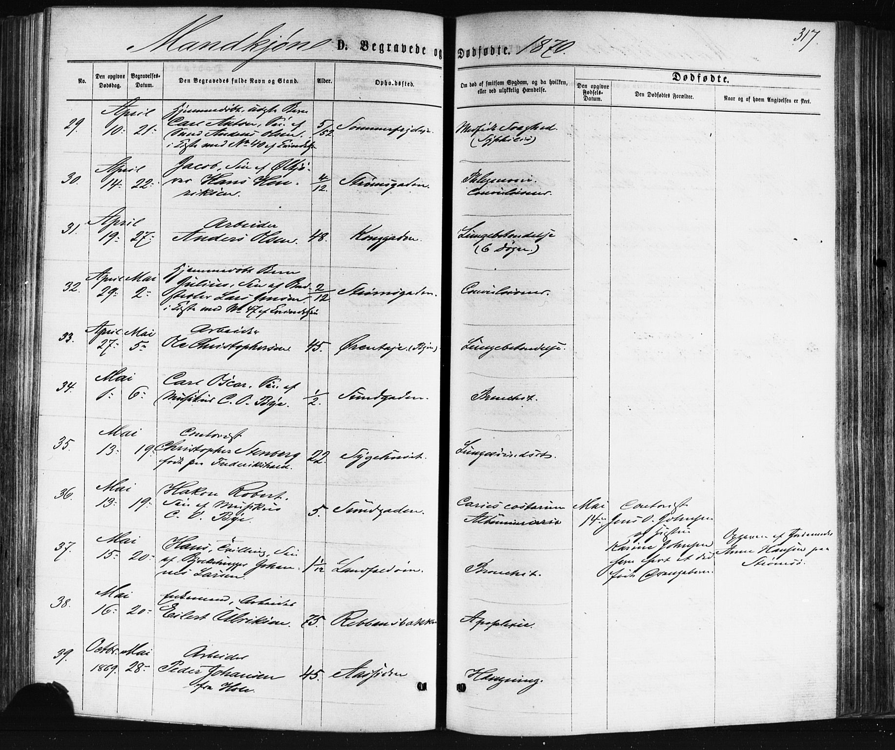 Bragernes kirkebøker, AV/SAKO-A-6/F/Fb/L0004: Ministerialbok nr. II 4, 1869-1875, s. 317