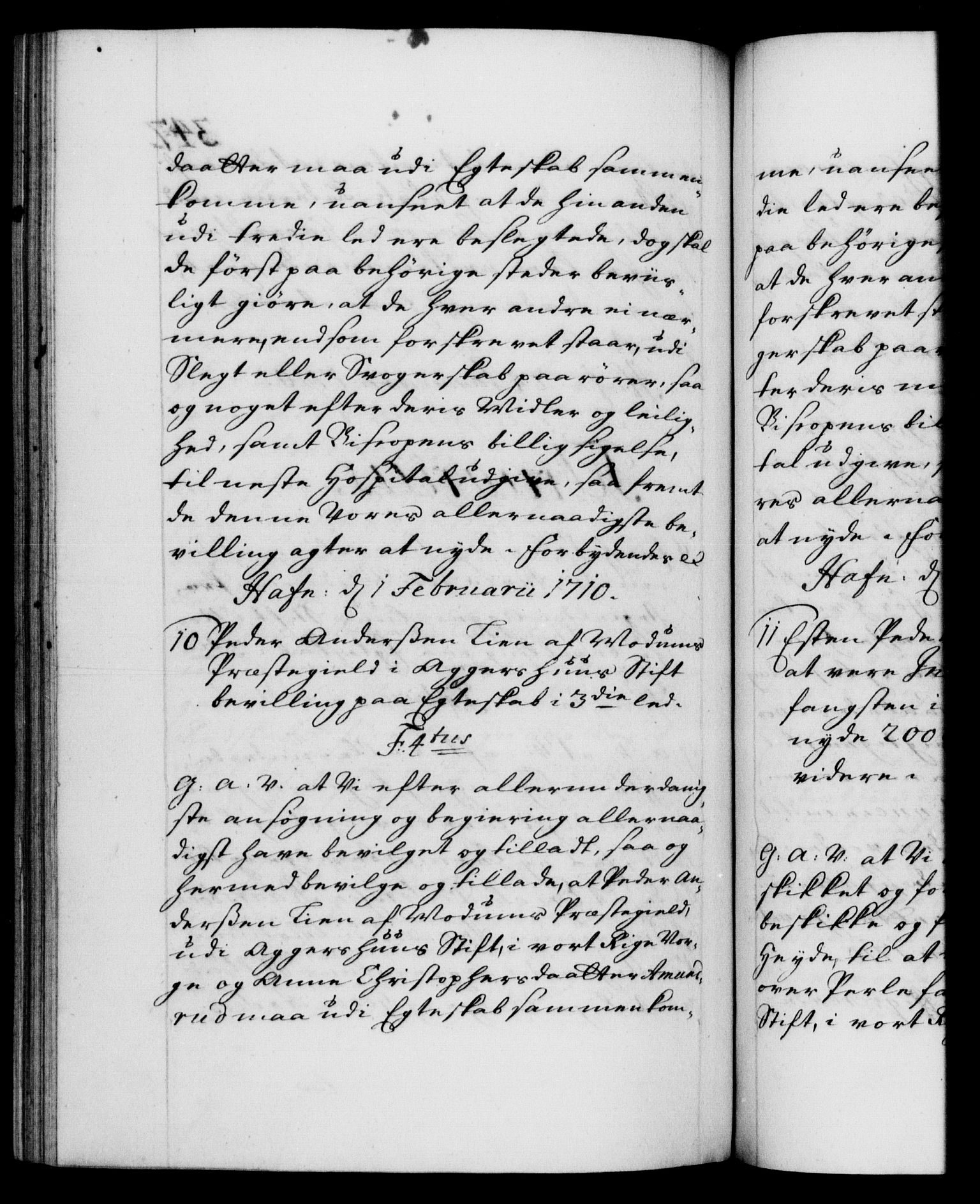 Danske Kanselli 1572-1799, RA/EA-3023/F/Fc/Fca/Fcaa/L0020: Norske registre, 1708-1711, s. 347b