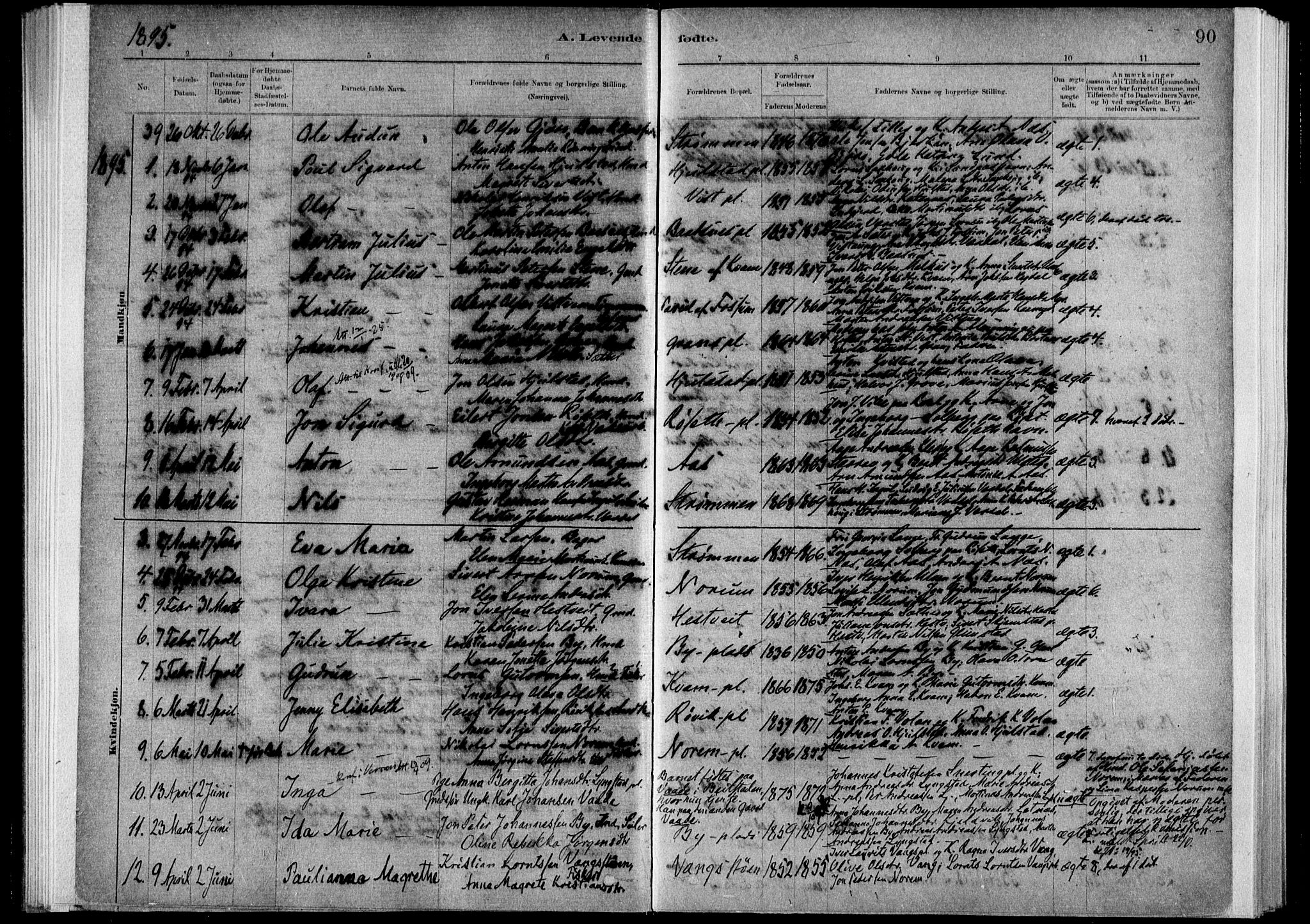 Ministerialprotokoller, klokkerbøker og fødselsregistre - Nord-Trøndelag, SAT/A-1458/730/L0285: Ministerialbok nr. 730A10, 1879-1914, s. 90