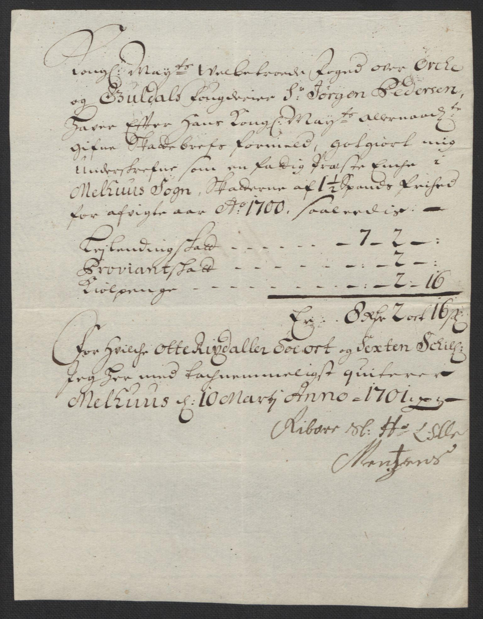 Rentekammeret inntil 1814, Reviderte regnskaper, Fogderegnskap, AV/RA-EA-4092/R60/L3950: Fogderegnskap Orkdal og Gauldal, 1700, s. 387