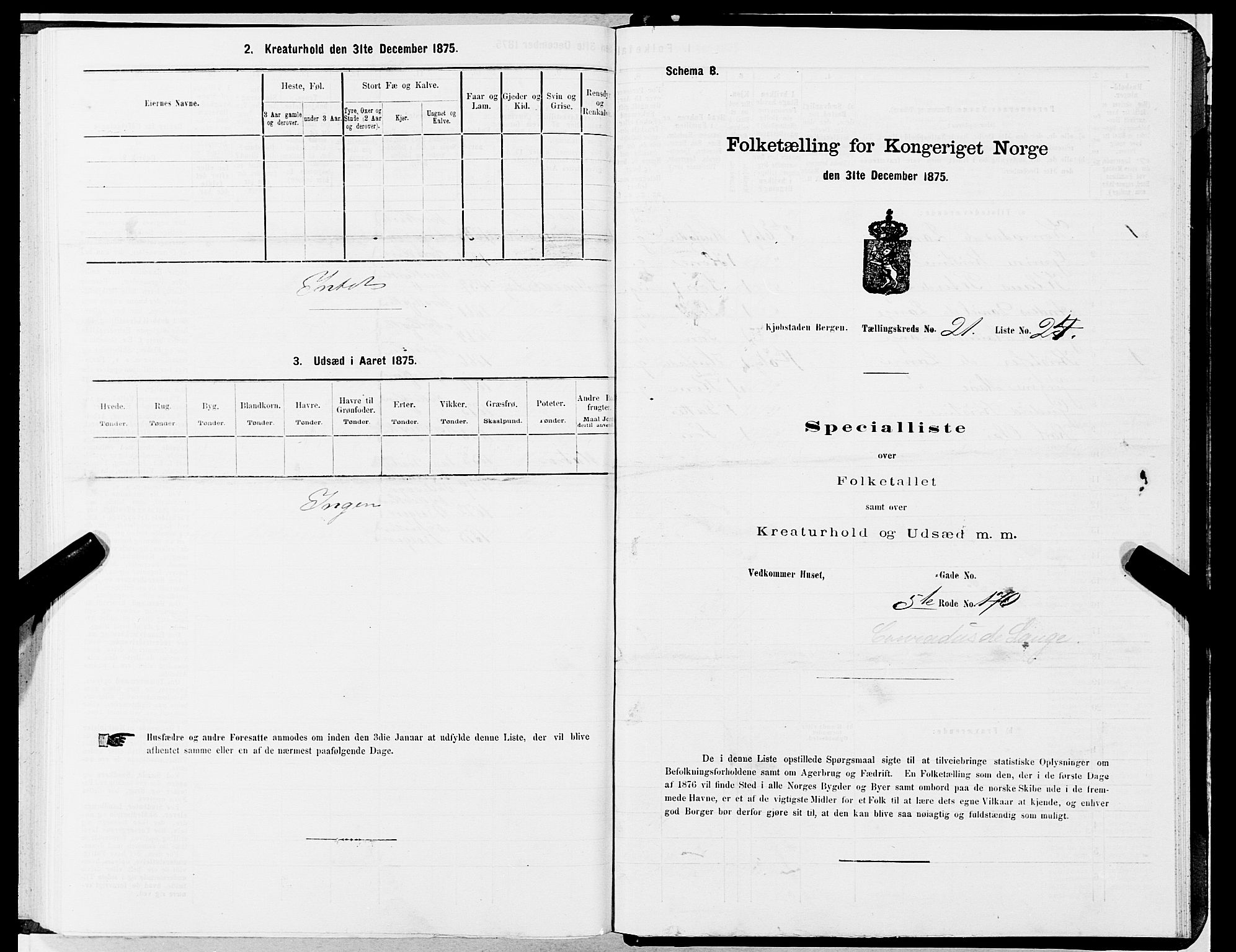 SAB, Folketelling 1875 for 1301 Bergen kjøpstad, 1875, s. 1111