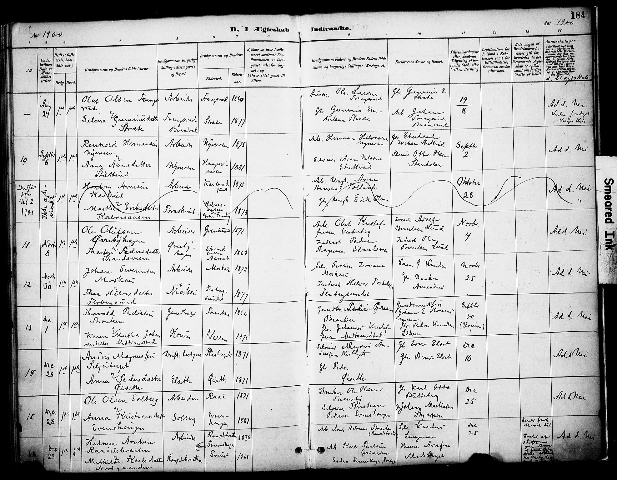 Våler prestekontor, Hedmark, AV/SAH-PREST-040/H/Ha/Haa/L0005: Ministerialbok nr. 5, 1887-1905, s. 184