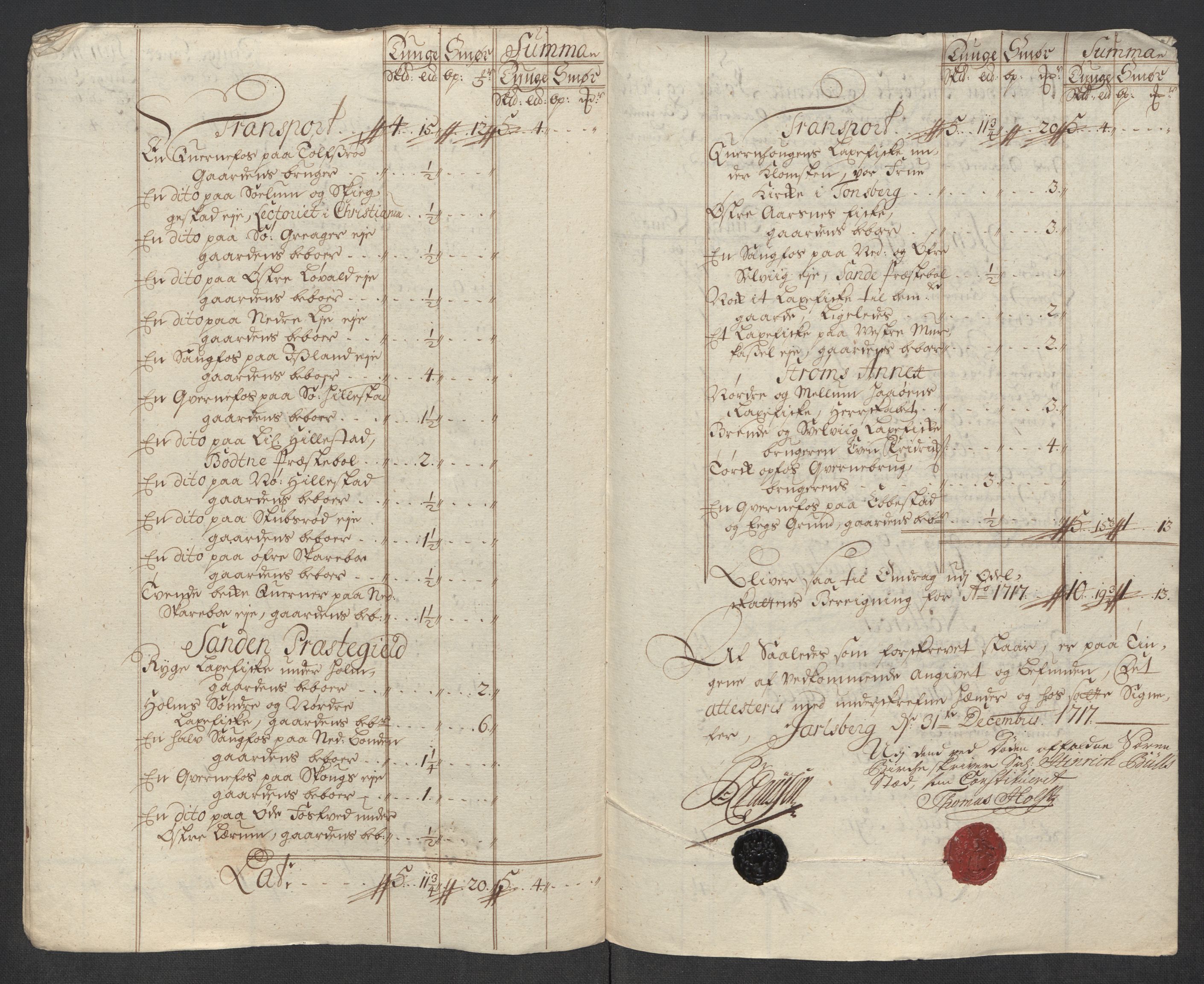 Rentekammeret inntil 1814, Reviderte regnskaper, Fogderegnskap, AV/RA-EA-4092/R32/L1881: Fogderegnskap Jarlsberg grevskap, 1717, s. 344