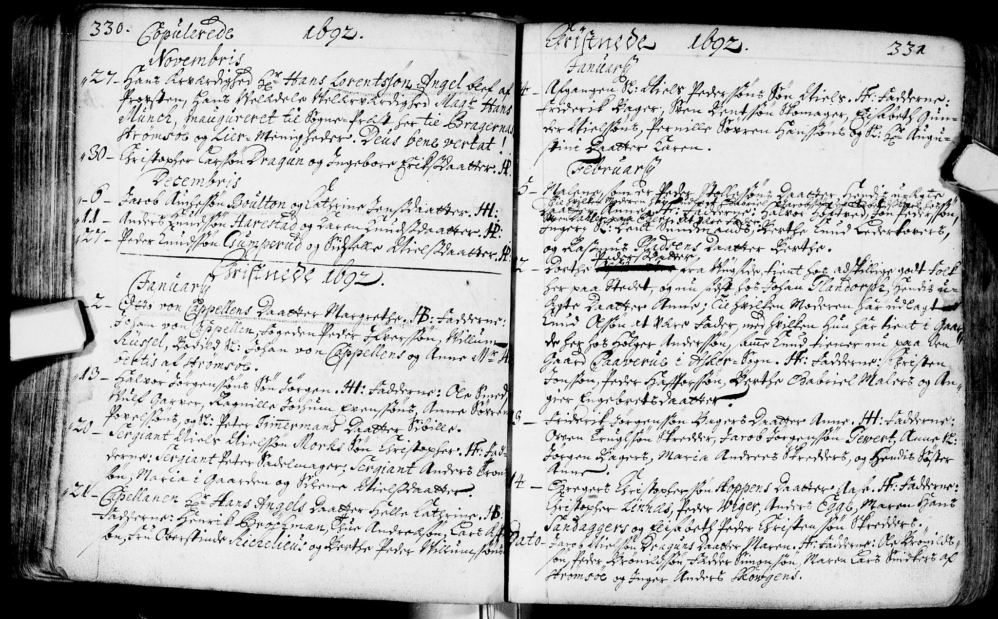 Bragernes kirkebøker, SAKO/A-6/F/Fa/L0002: Ministerialbok nr. I 2, 1680-1705, s. 330-331