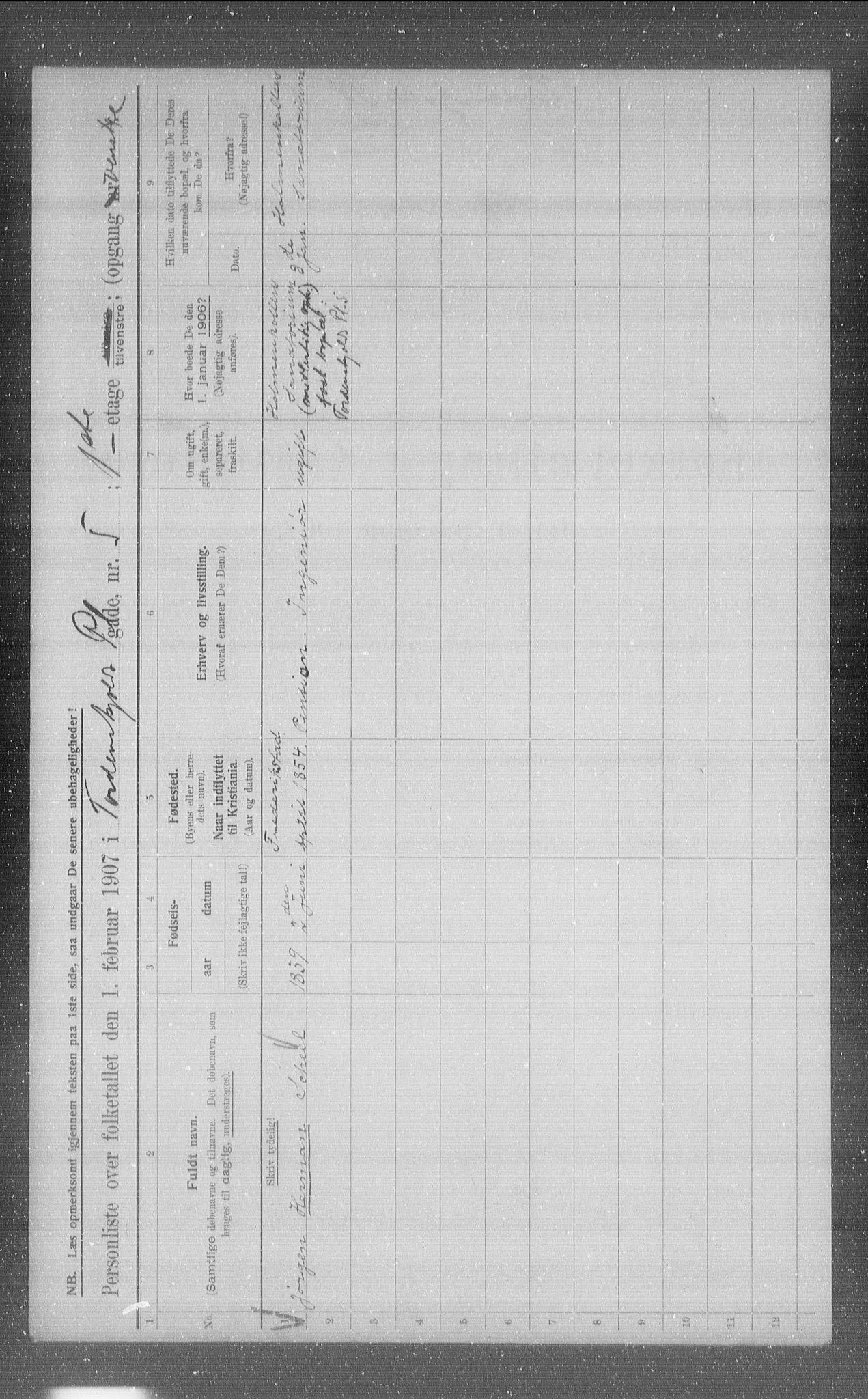 OBA, Kommunal folketelling 1.2.1907 for Kristiania kjøpstad, 1907, s. 57904