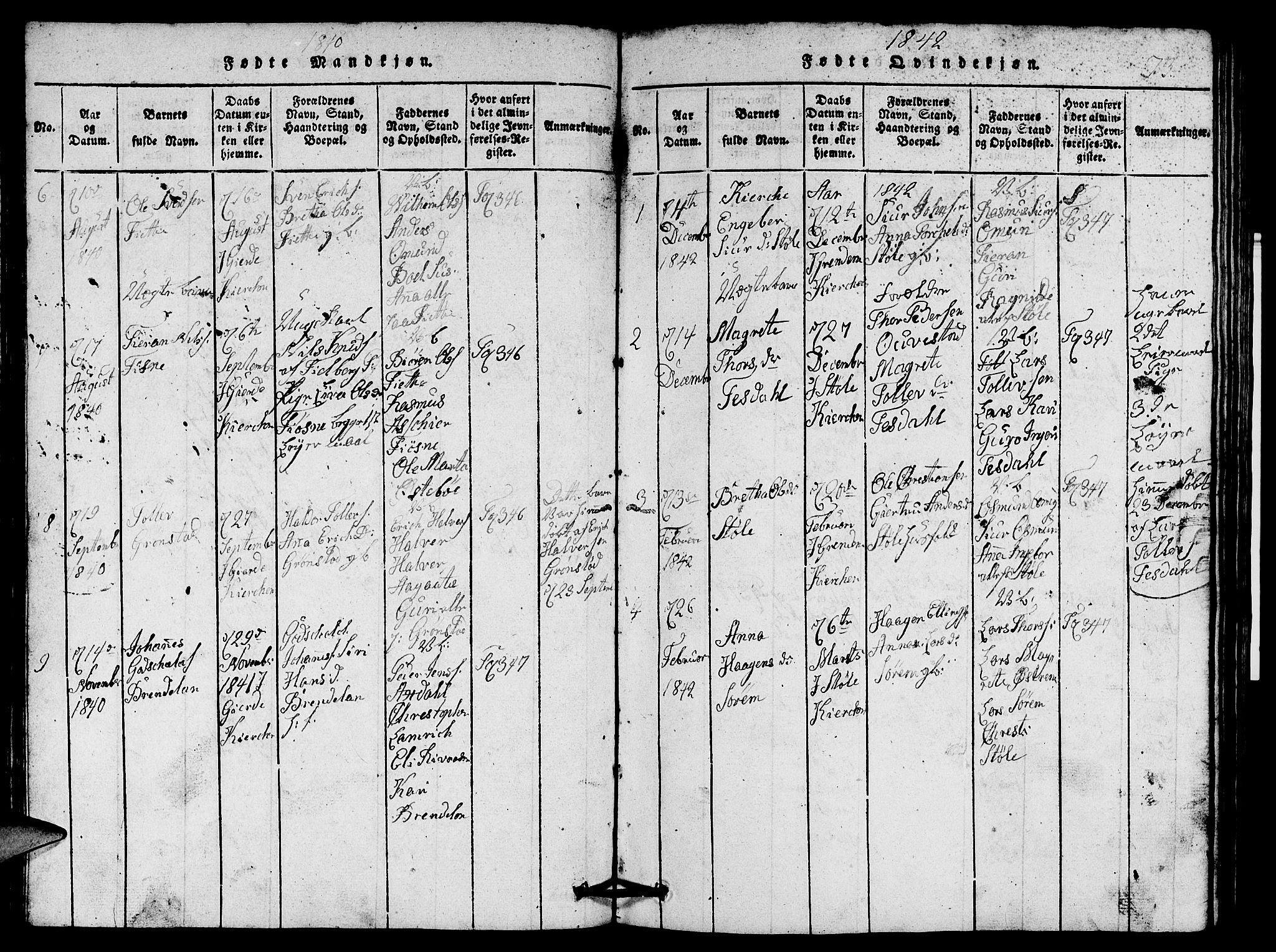 Etne sokneprestembete, AV/SAB-A-75001/H/Hab: Klokkerbok nr. A 1, 1815-1849, s. 73