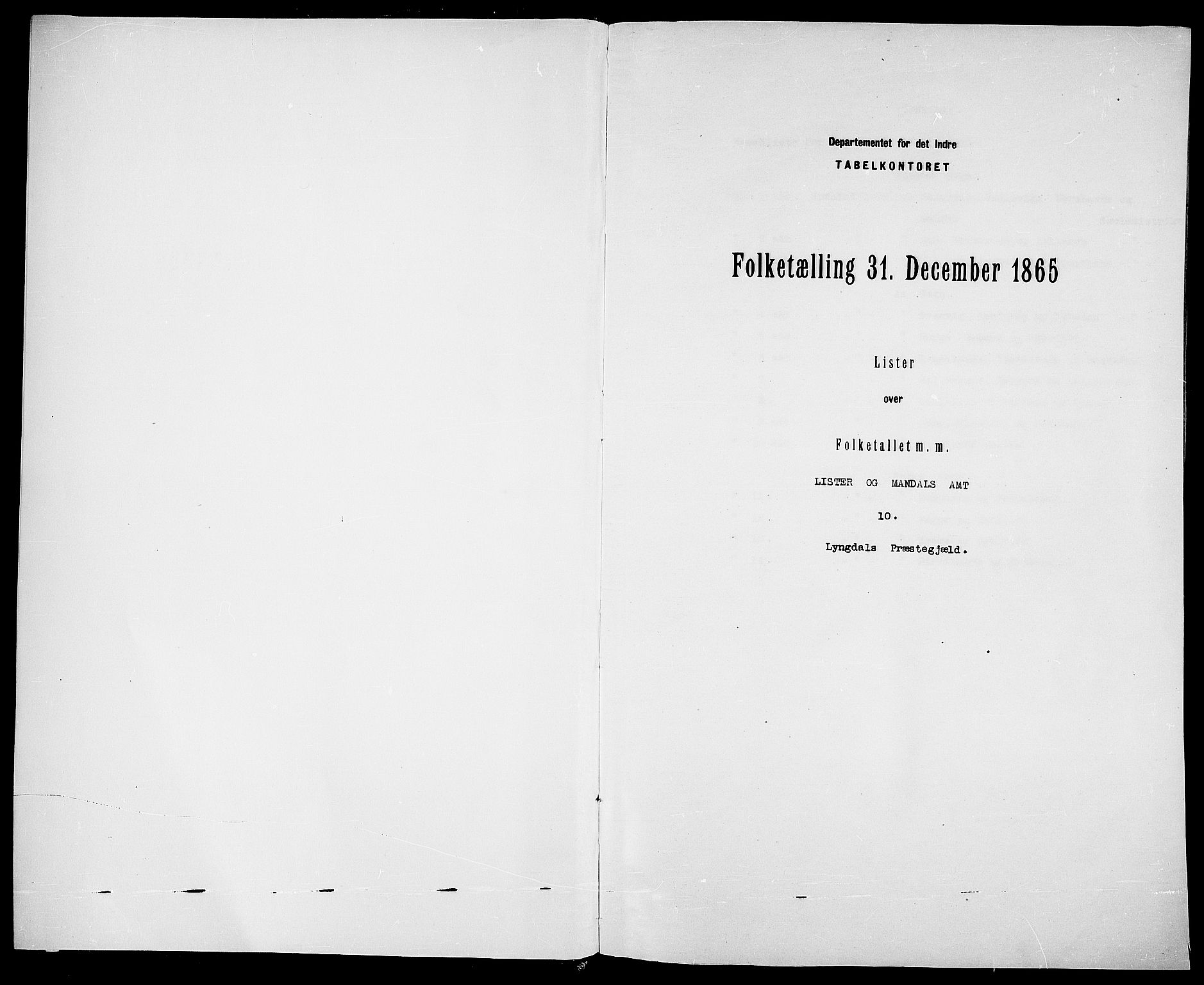RA, Folketelling 1865 for 1032P Lyngdal prestegjeld, 1865, s. 3