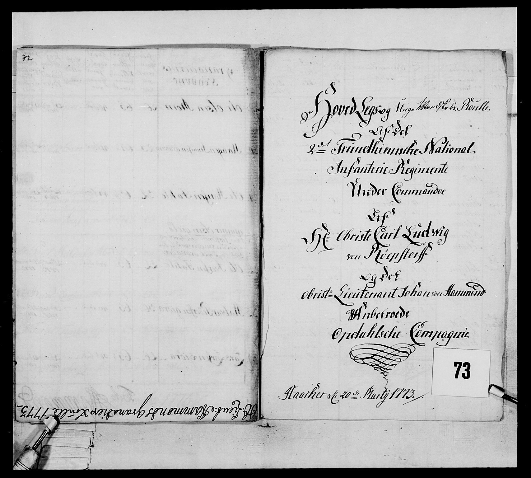 Generalitets- og kommissariatskollegiet, Det kongelige norske kommissariatskollegium, AV/RA-EA-5420/E/Eh/L0076: 2. Trondheimske nasjonale infanteriregiment, 1766-1773, s. 319