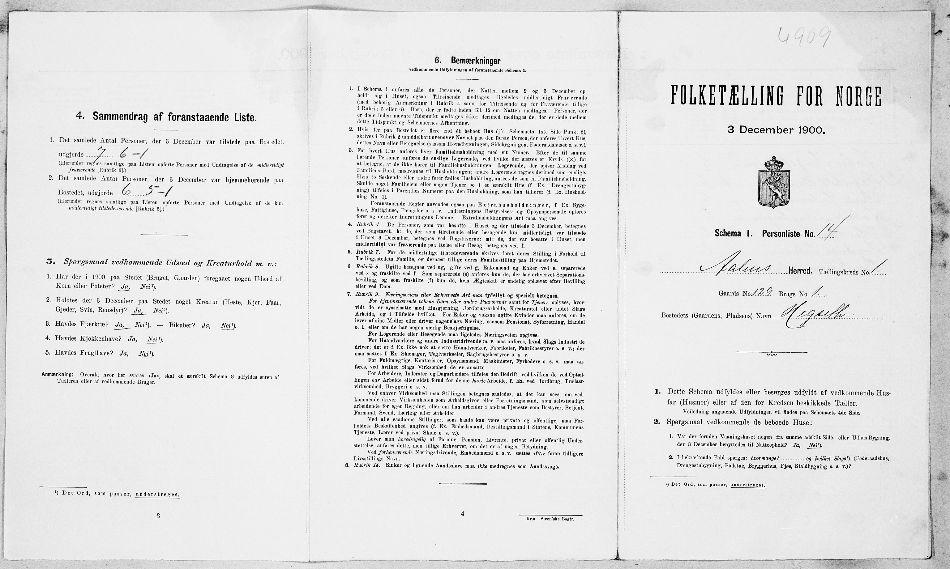 SAT, Folketelling 1900 for 1644 Ålen herred, 1900, s. 72