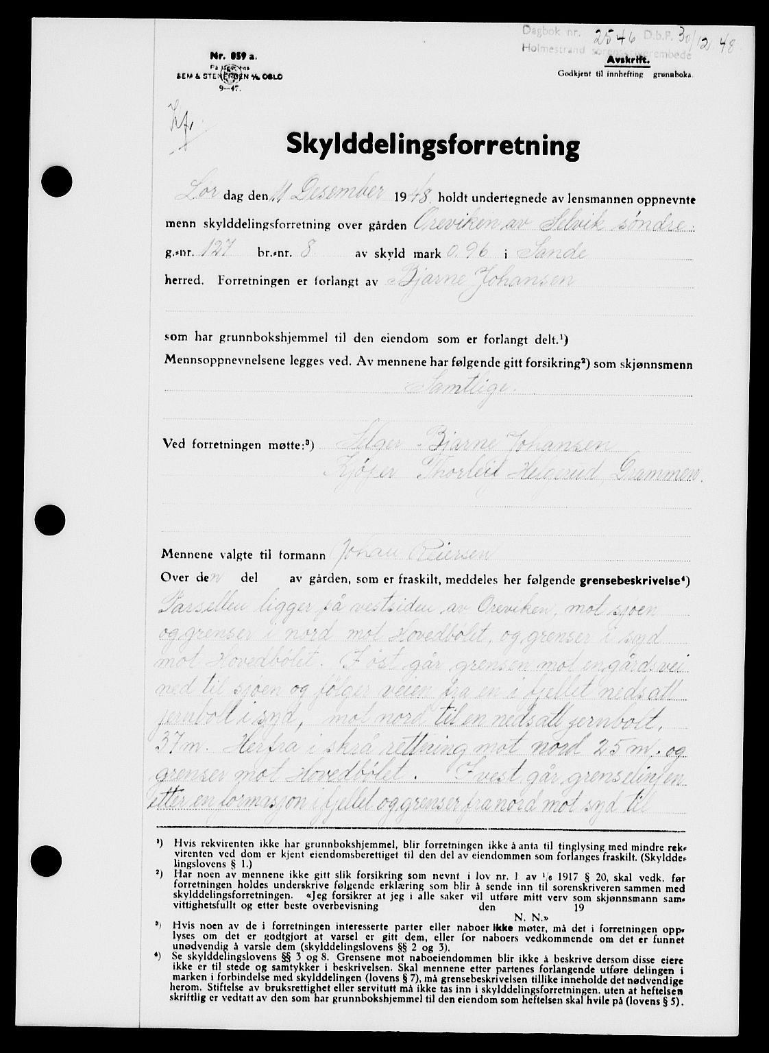 Holmestrand sorenskriveri, SAKO/A-67/G/Ga/Gaa/L0065: Pantebok nr. A-65, 1948-1949, Dagboknr: 2546/1948