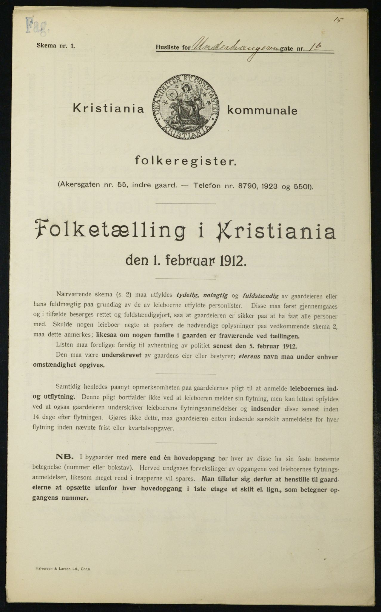 OBA, Kommunal folketelling 1.2.1912 for Kristiania, 1912, s. 119727