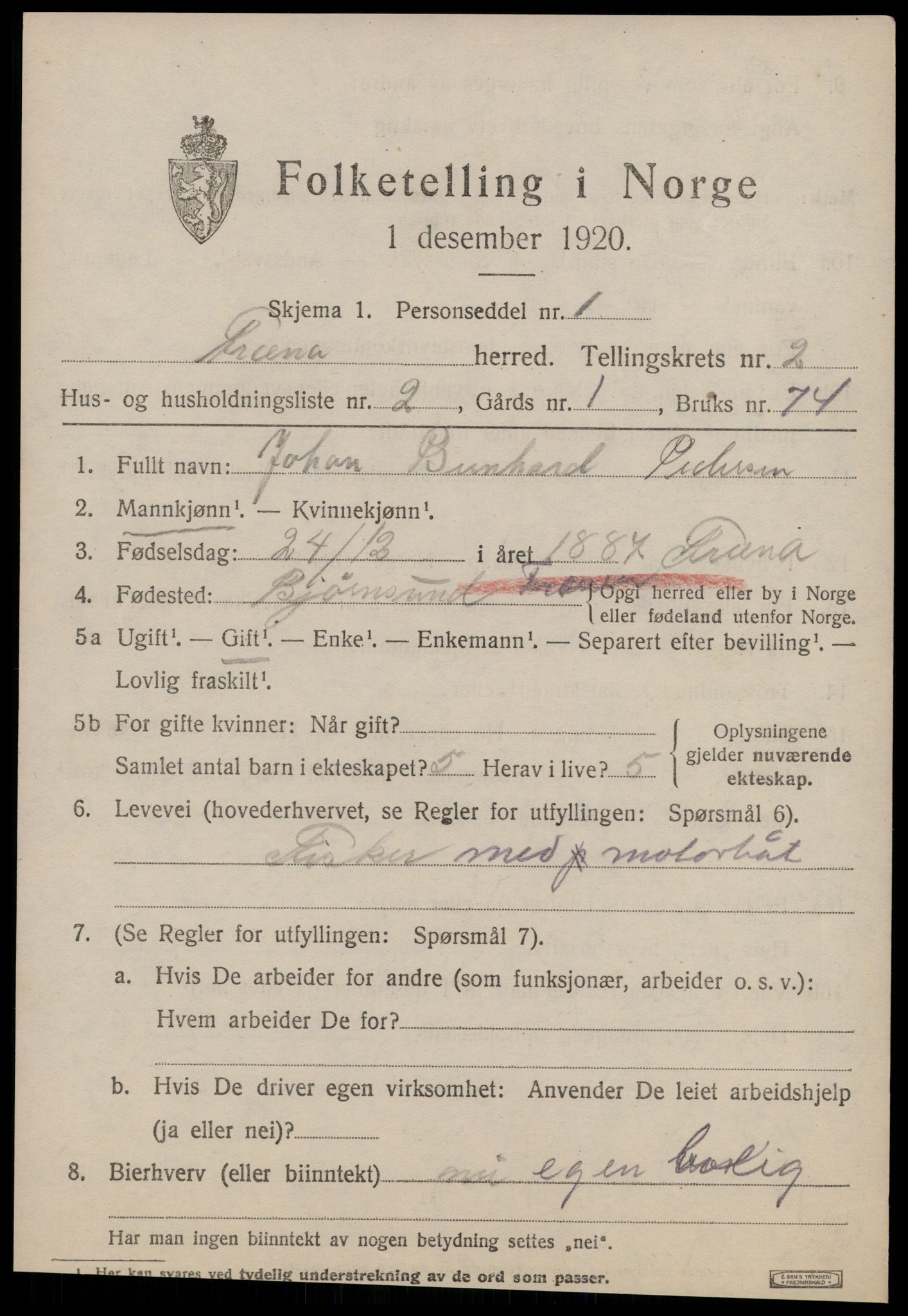 SAT, Folketelling 1920 for 1548 Fræna herred, 1920, s. 1539