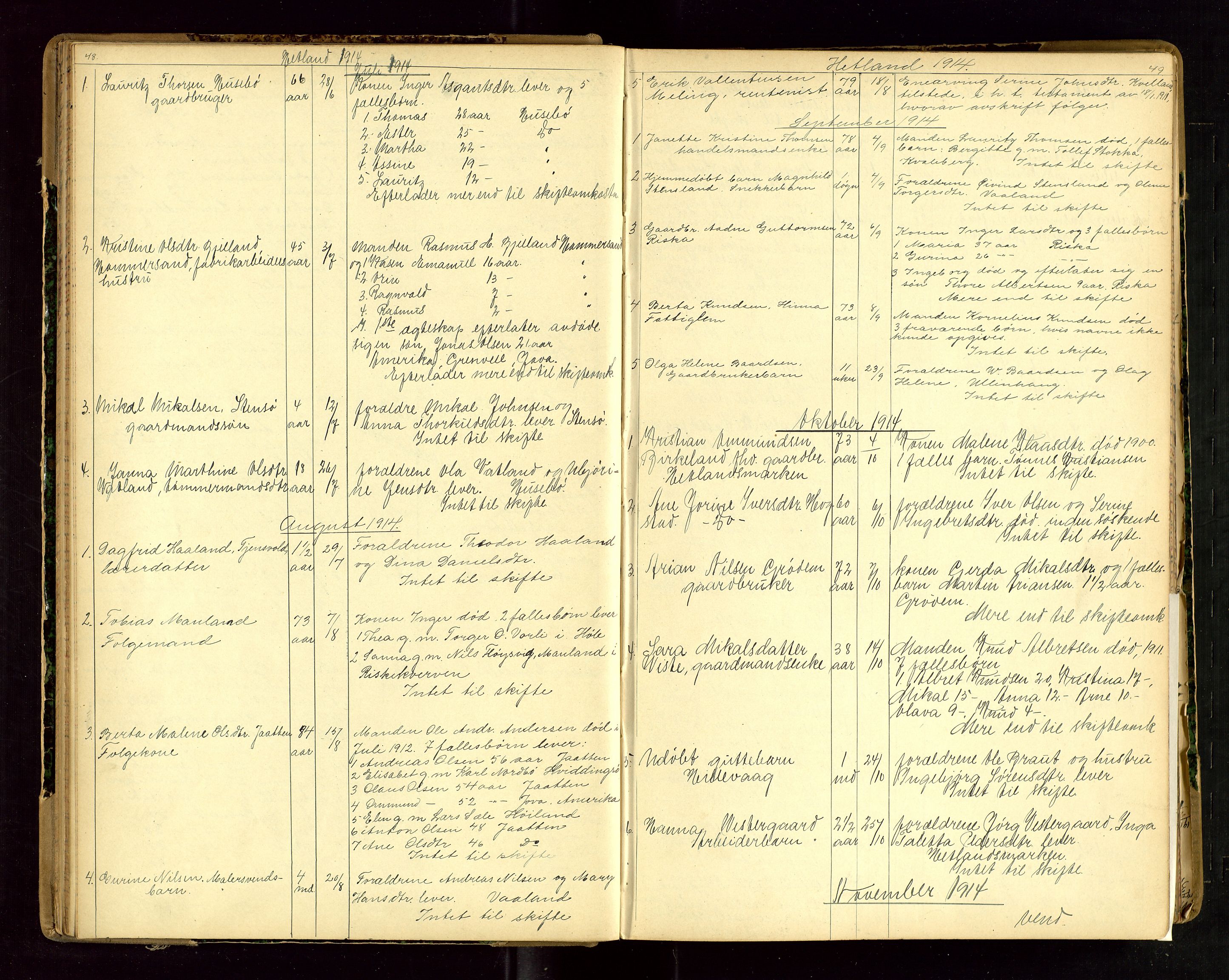 Jæren sorenskriveri, AV/SAST-A-100310/01/5/52/52B/L0003: DØDSFALLPROTOKOLL, 1910-1916, s. 48-49