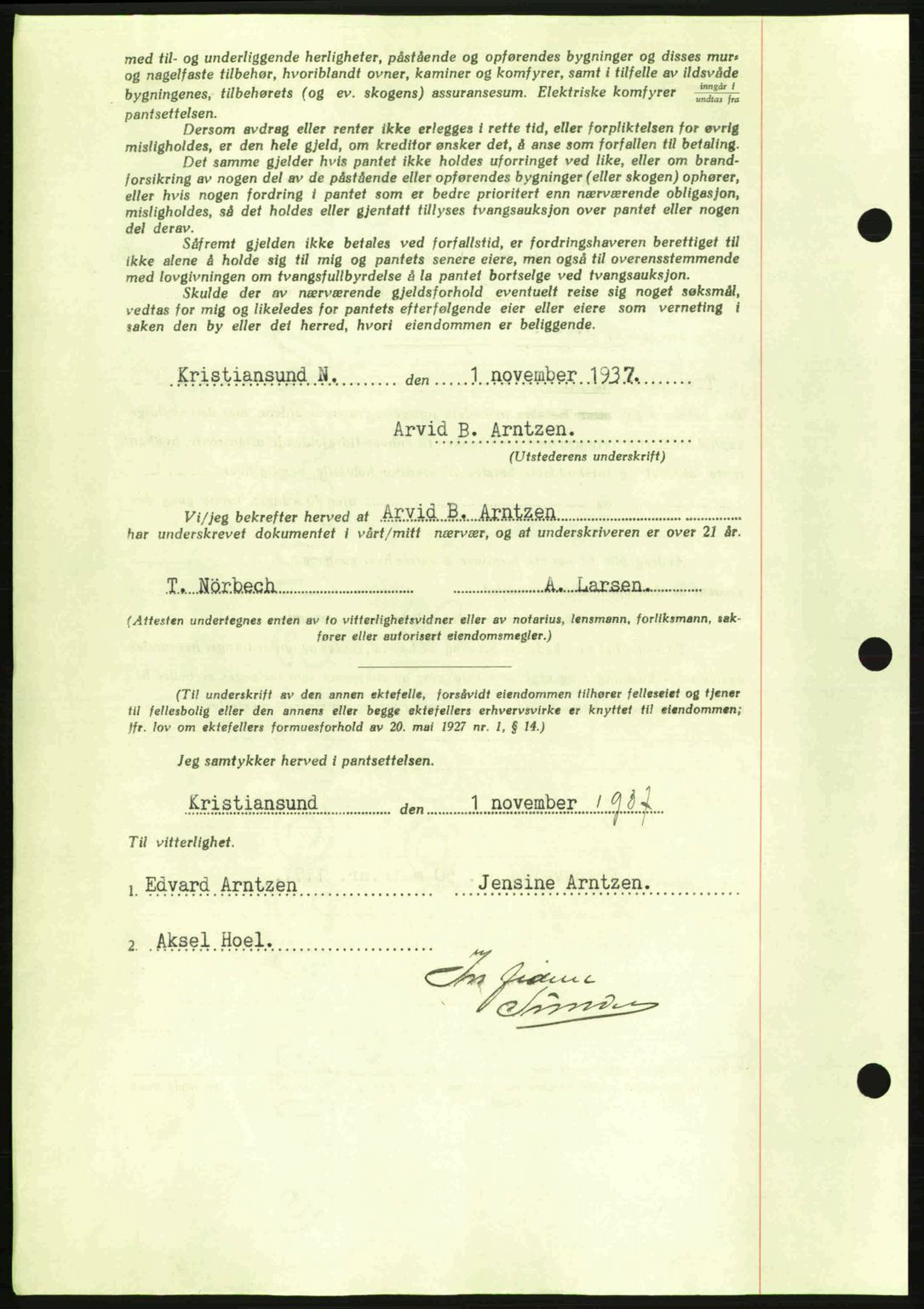 Kristiansund byfogd, AV/SAT-A-4587/A/27: Pantebok nr. 29, 1936-1937, Dagboknr: 609/1937