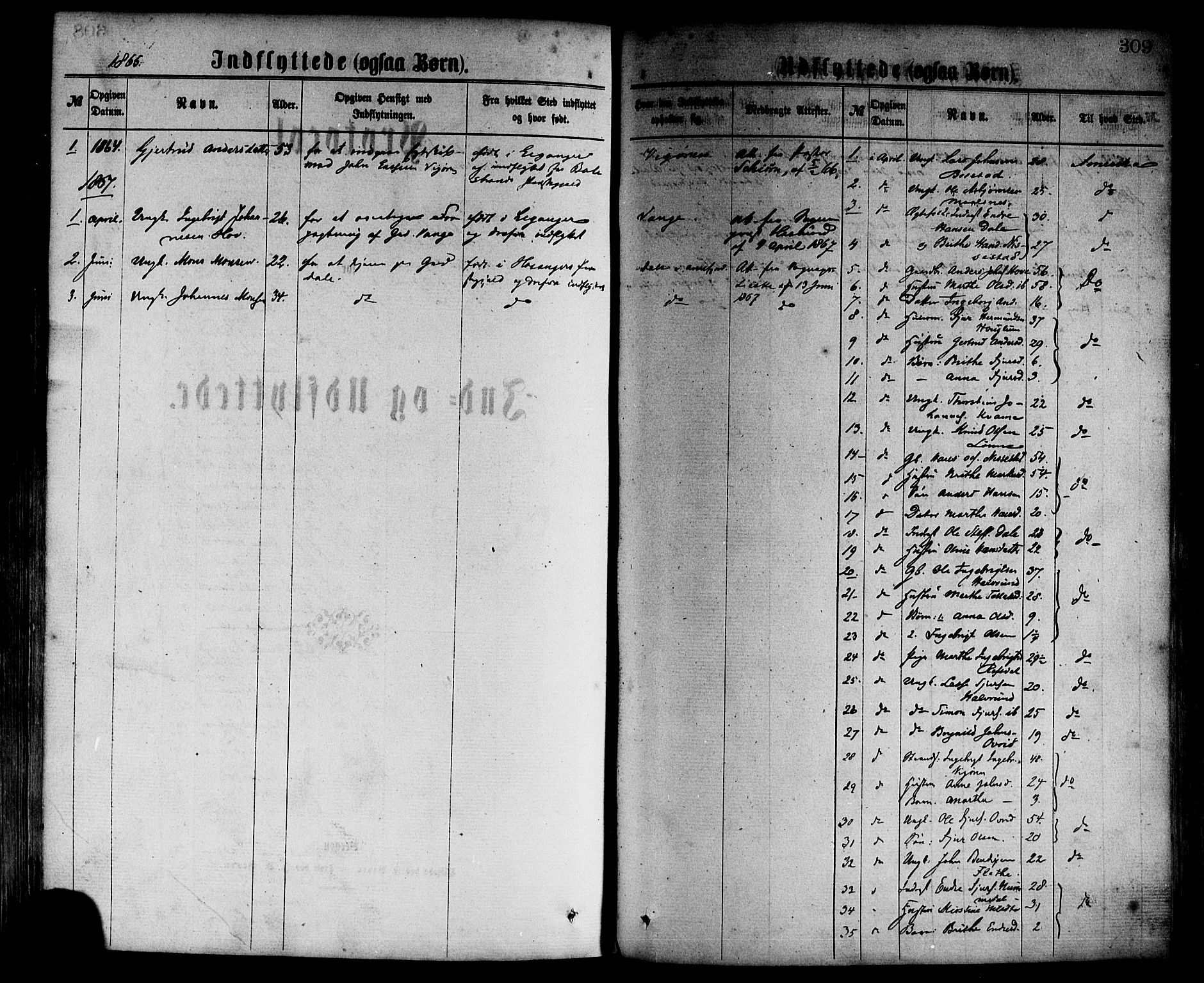 Vik sokneprestembete, AV/SAB-A-81501/H/Haa/Haaa/L0009: Ministerialbok nr. A 9, 1866-1877, s. 309
