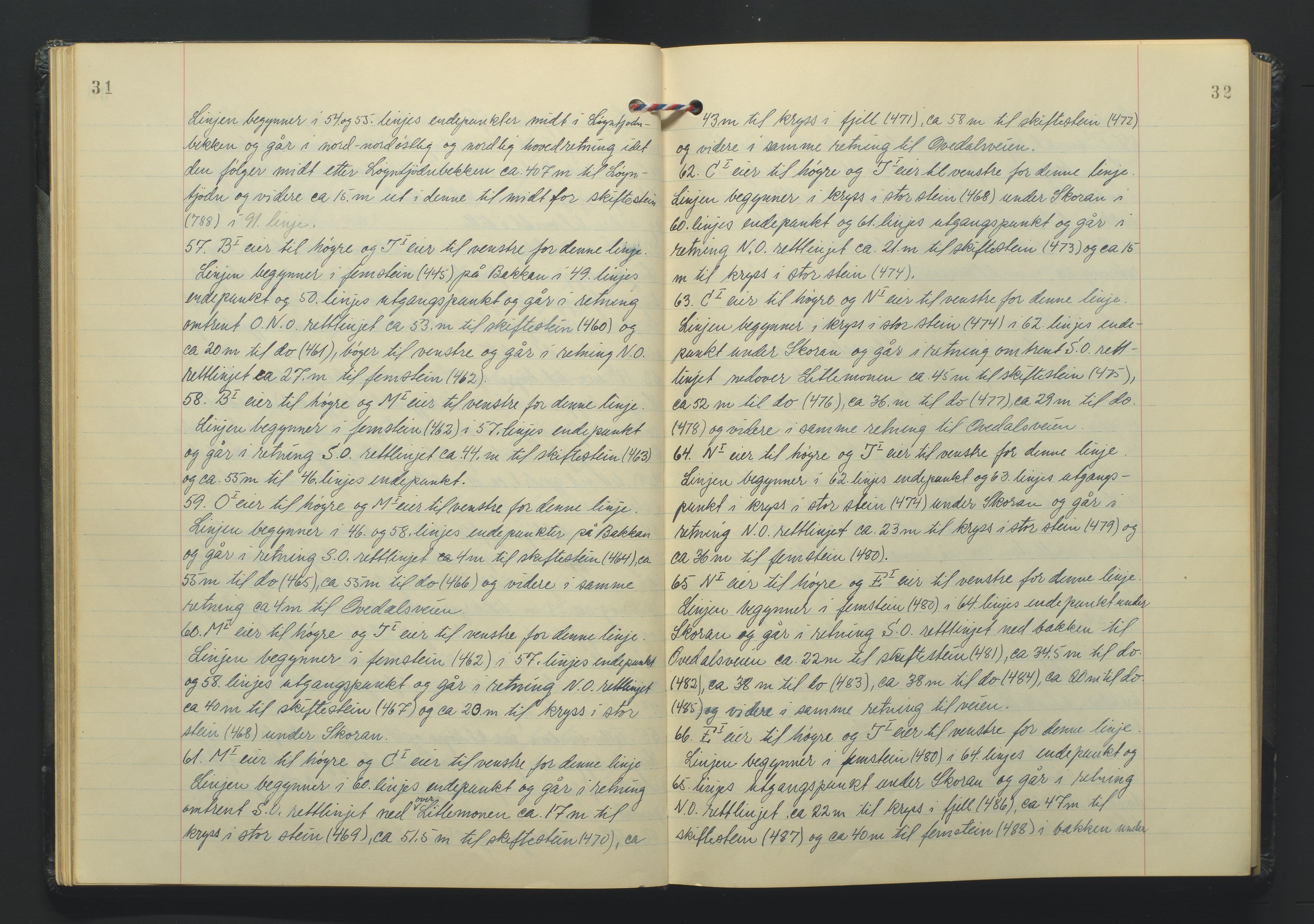 Lista jordskifterett, AV/SAK-1541-0005/F/Fa/L0003: Jordskifterettsbok Flekkefjord domssokn, med gårdsregister nr 9, 1956-1963, s. 31-32