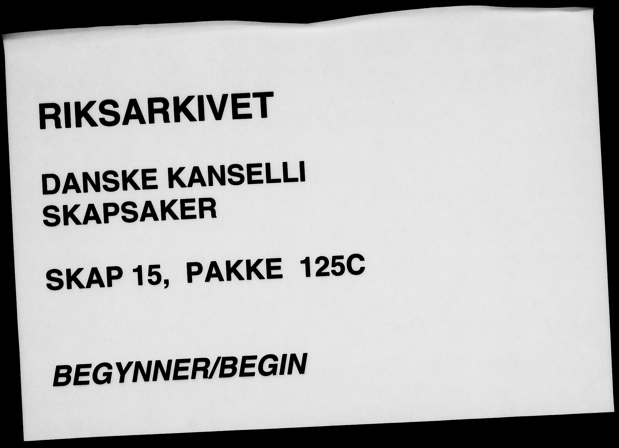 Danske Kanselli, Skapsaker, RA/EA-4061/F/L0080: Skap 15, pakke 125C, 1686