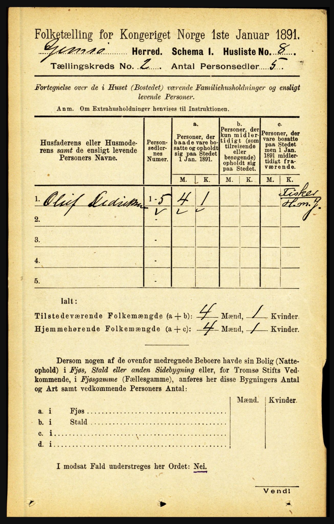 RA, Folketelling 1891 for 1864 Gimsøy herred, 1891, s. 297