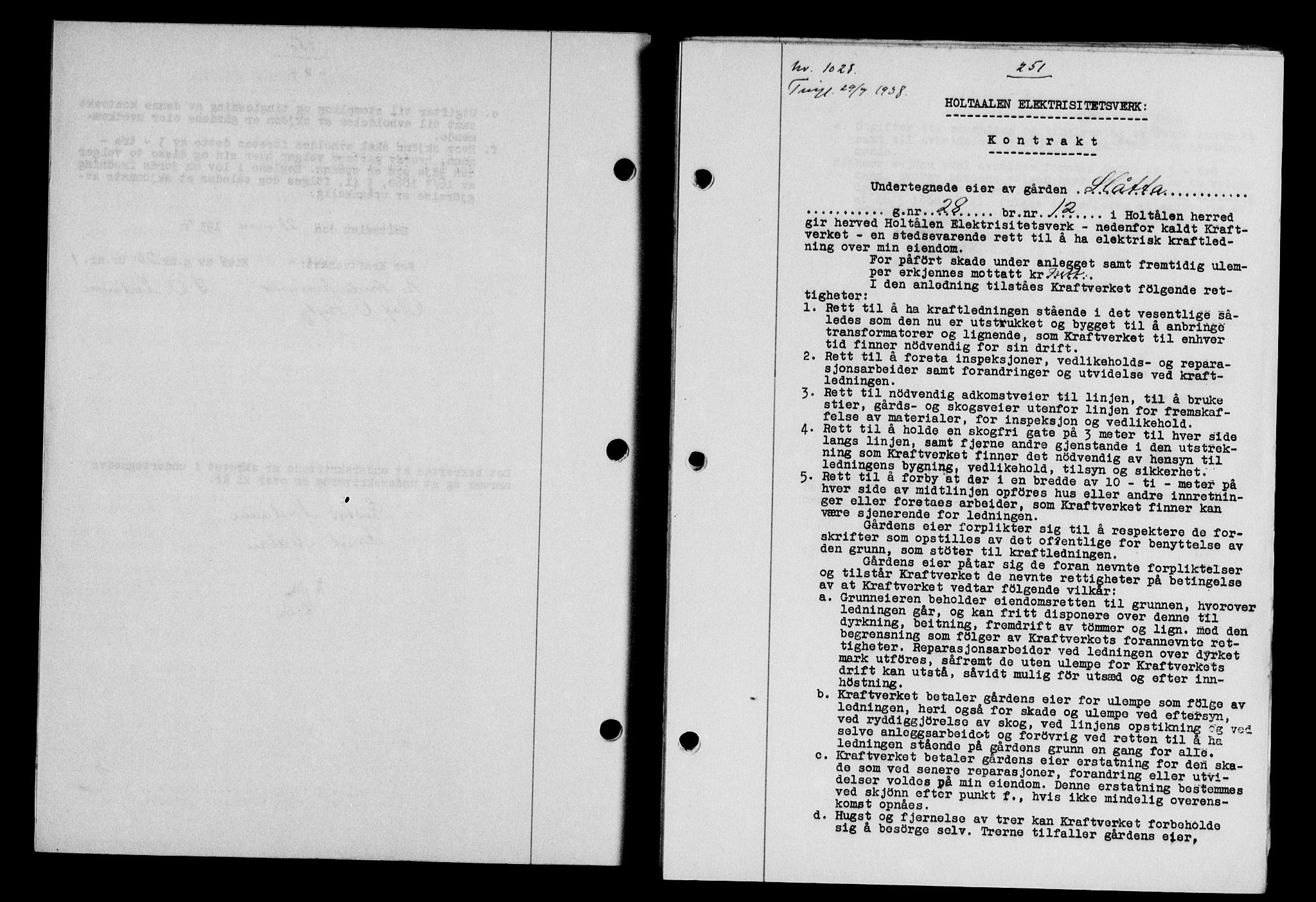 Gauldal sorenskriveri, SAT/A-0014/1/2/2C/L0049: Pantebok nr. 53, 1938-1938, Dagboknr: 1028/1938