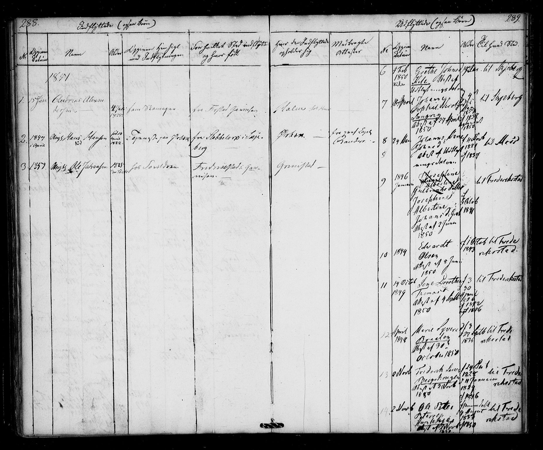 Borge prestekontor Kirkebøker, SAO/A-10903/F/Fb/L0001: Ministerialbok nr. II 1, 1836-1852, s. 288-289