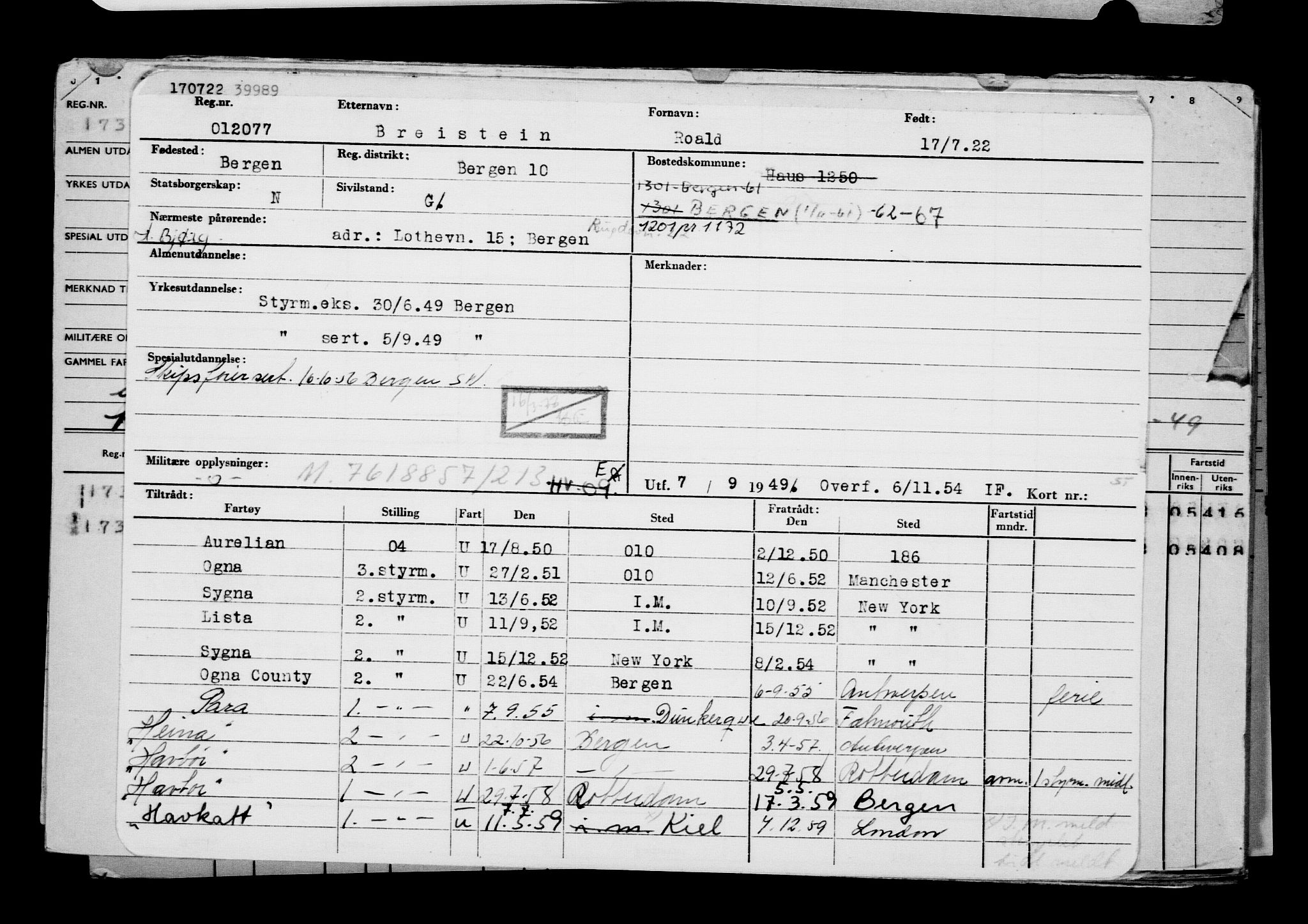 Direktoratet for sjømenn, AV/RA-S-3545/G/Gb/L0208: Hovedkort, 1922, s. 546