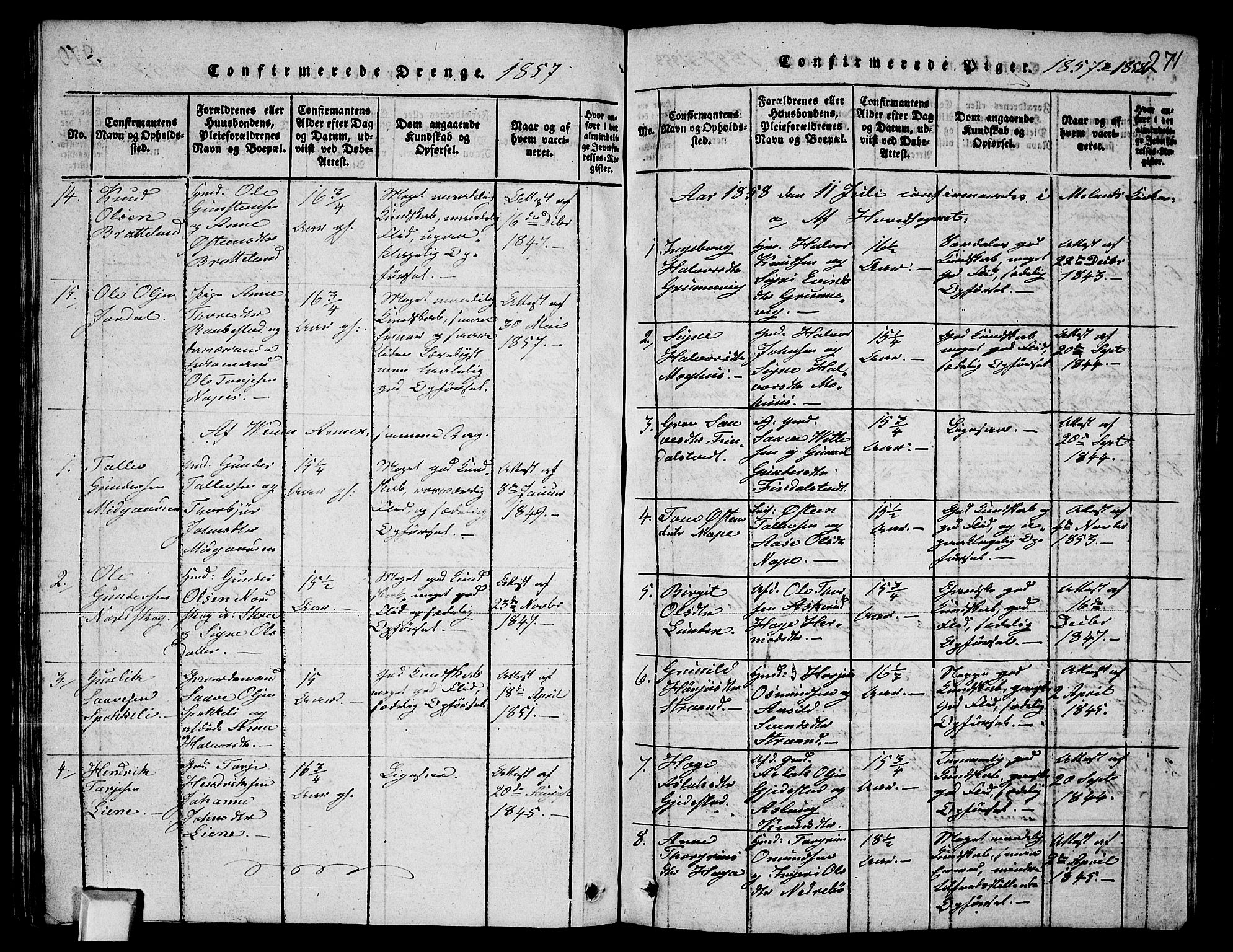 Fyresdal kirkebøker, AV/SAKO-A-263/G/Ga/L0003: Klokkerbok nr. I 3, 1815-1863, s. 271