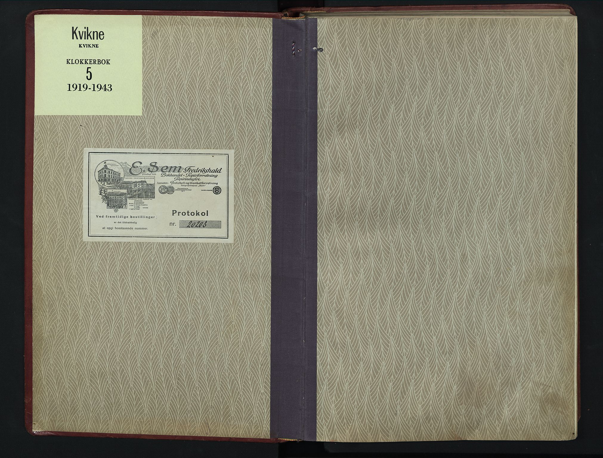 Kvikne prestekontor, AV/SAH-PREST-064/H/Ha/Hab/L0005: Klokkerbok nr. 5, 1919-1943