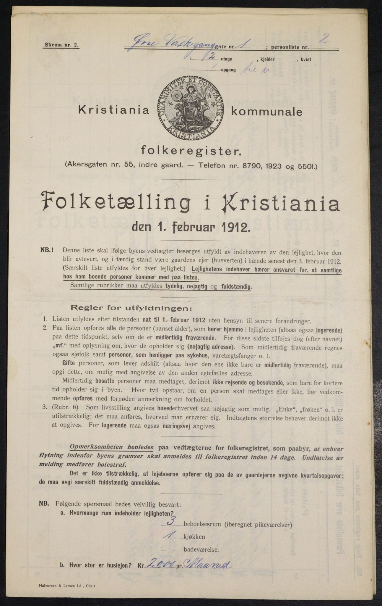 OBA, Kommunal folketelling 1.2.1912 for Kristiania, 1912, s. 130020