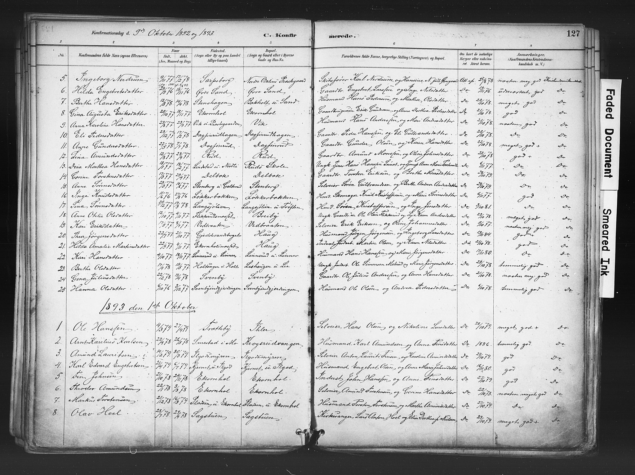 Nord-Odal prestekontor, AV/SAH-PREST-032/H/Ha/Haa/L0006: Ministerialbok nr. 6, 1886-1901, s. 127