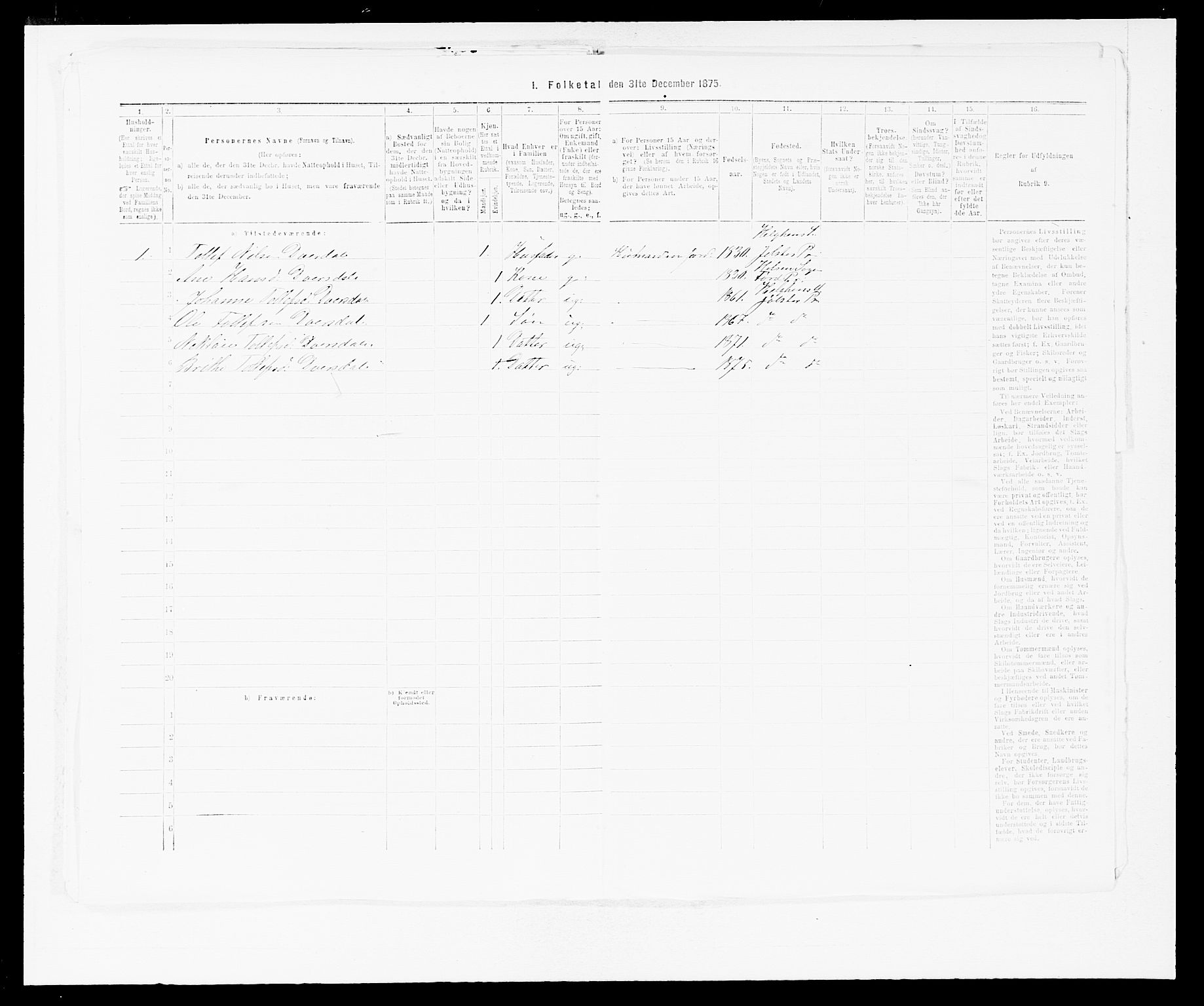 SAB, Folketelling 1875 for 1431P Jølster prestegjeld, 1875, s. 417