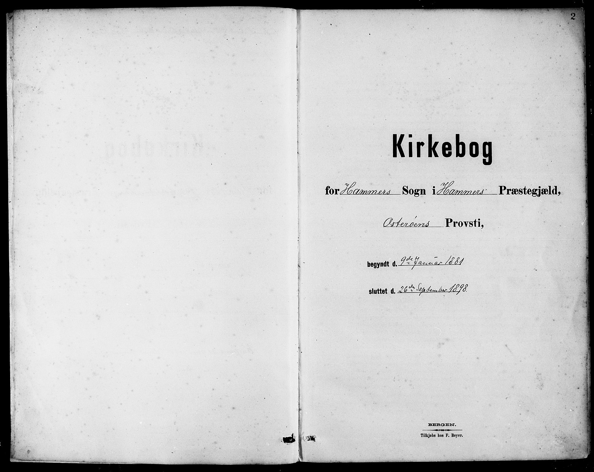 Hamre sokneprestembete, SAB/A-75501/H/Ha/Hab: Klokkerbok nr. B 3, 1881-1898, s. 2