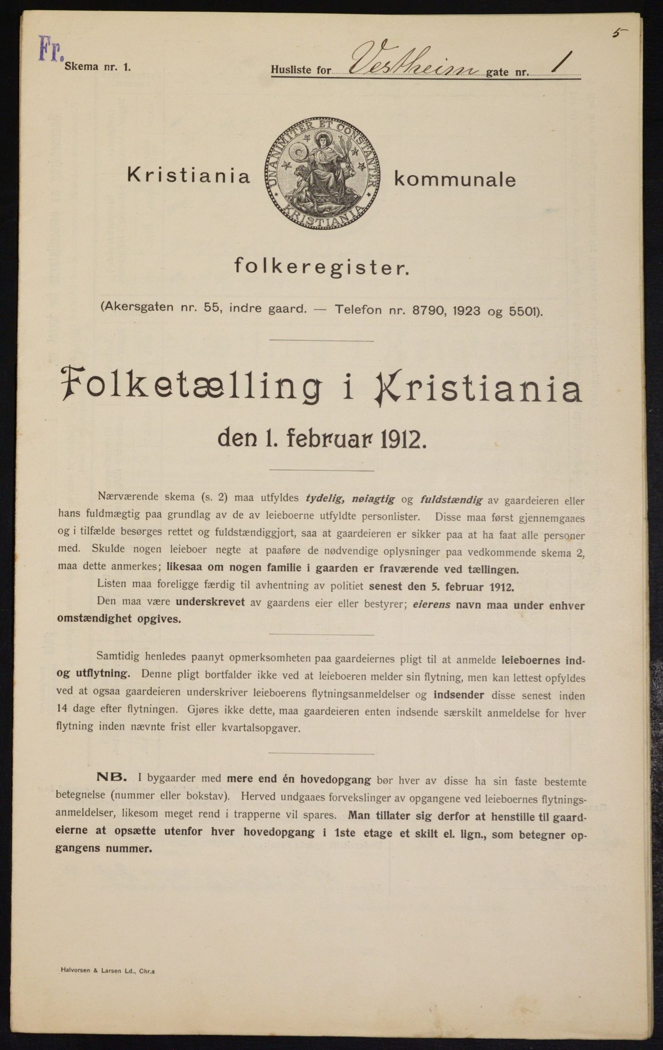 OBA, Kommunal folketelling 1.2.1912 for Kristiania, 1912, s. 122380