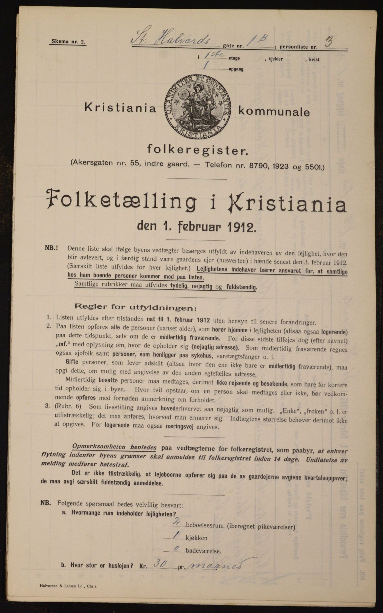 OBA, Kommunal folketelling 1.2.1912 for Kristiania, 1912, s. 87657