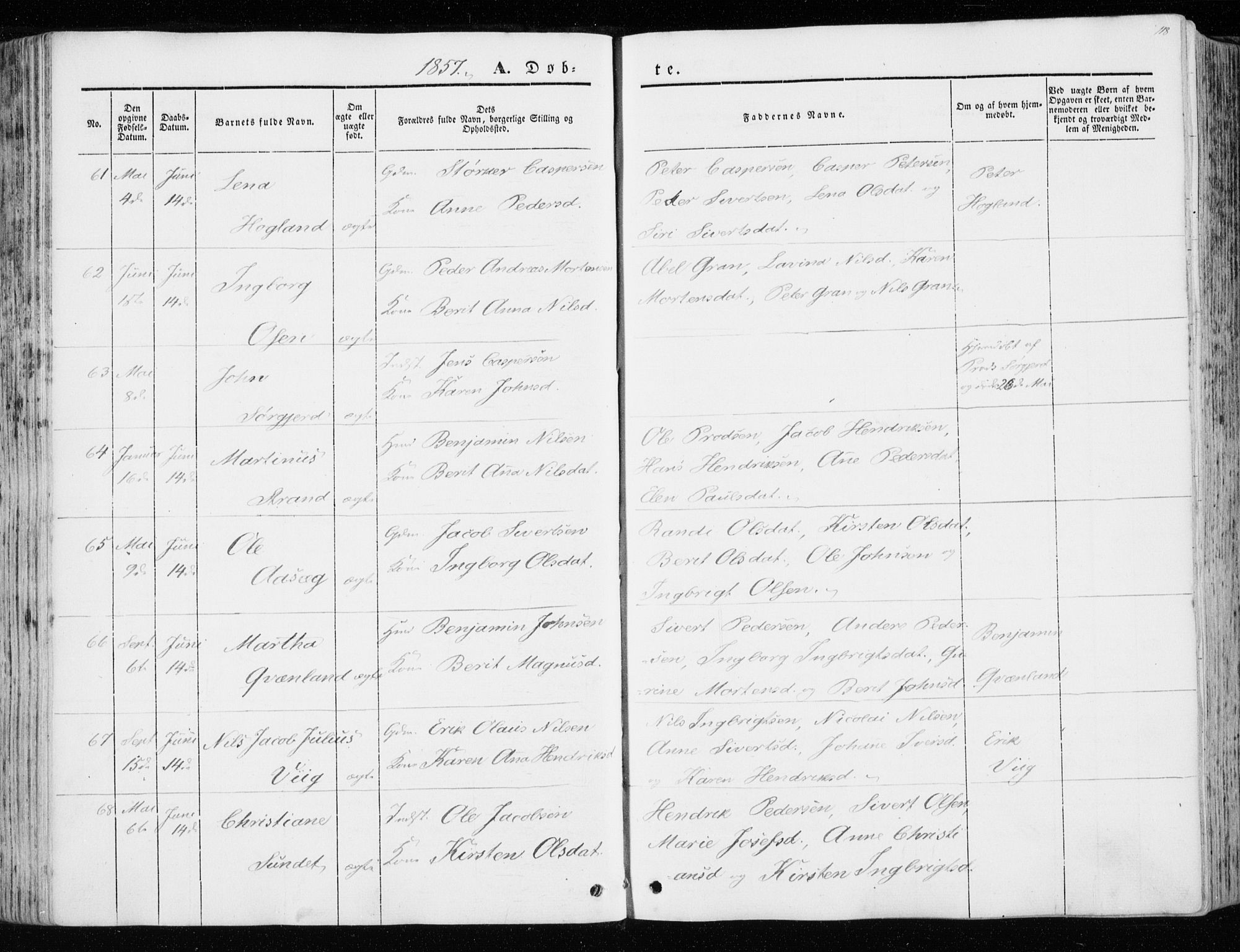 Ministerialprotokoller, klokkerbøker og fødselsregistre - Sør-Trøndelag, SAT/A-1456/657/L0704: Ministerialbok nr. 657A05, 1846-1857, s. 118