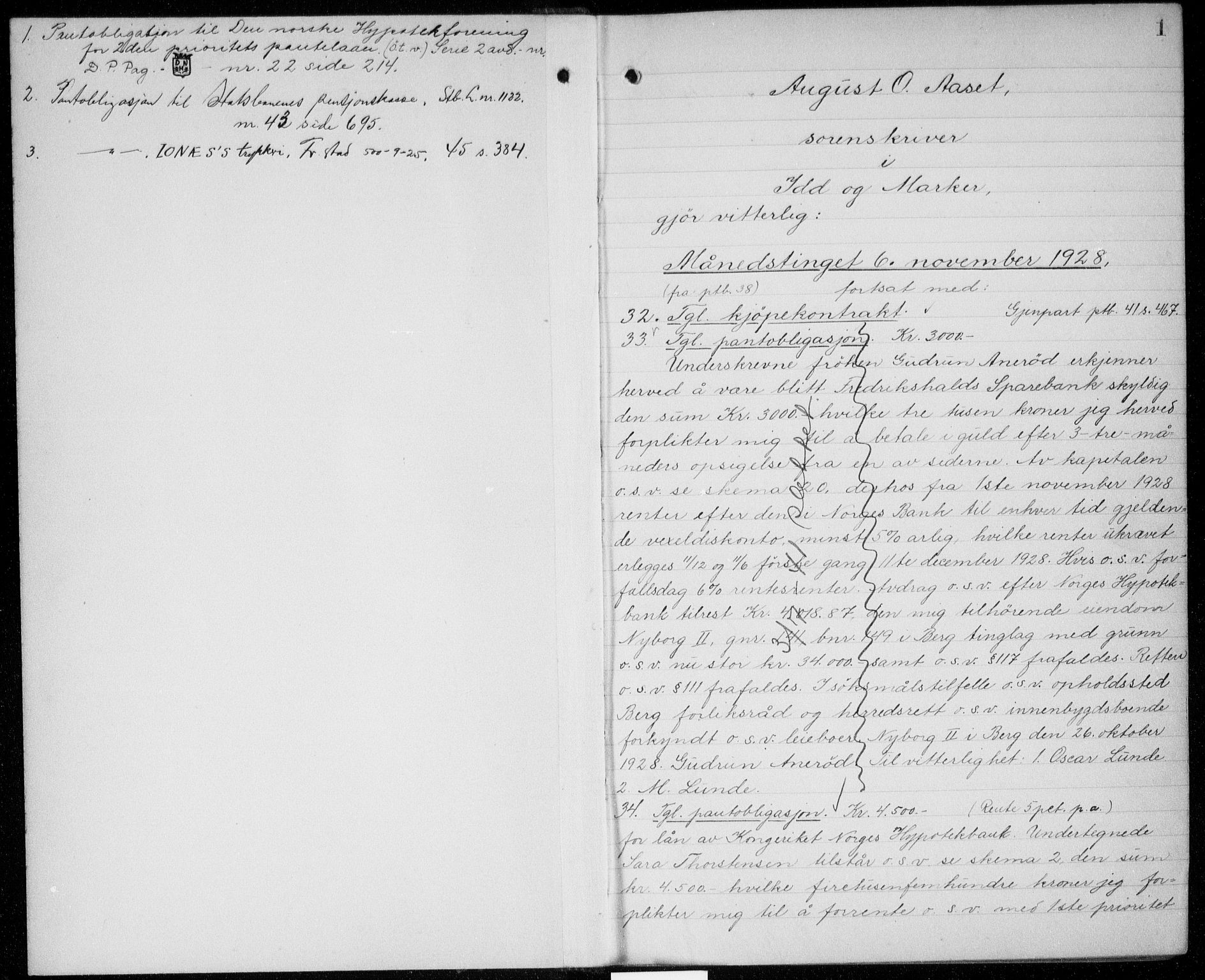 Idd og Marker sorenskriveri, AV/SAO-A-10283/G/Gb/Gba/L0042: Pantebok nr. 42, 1928-1931, s. 0-1