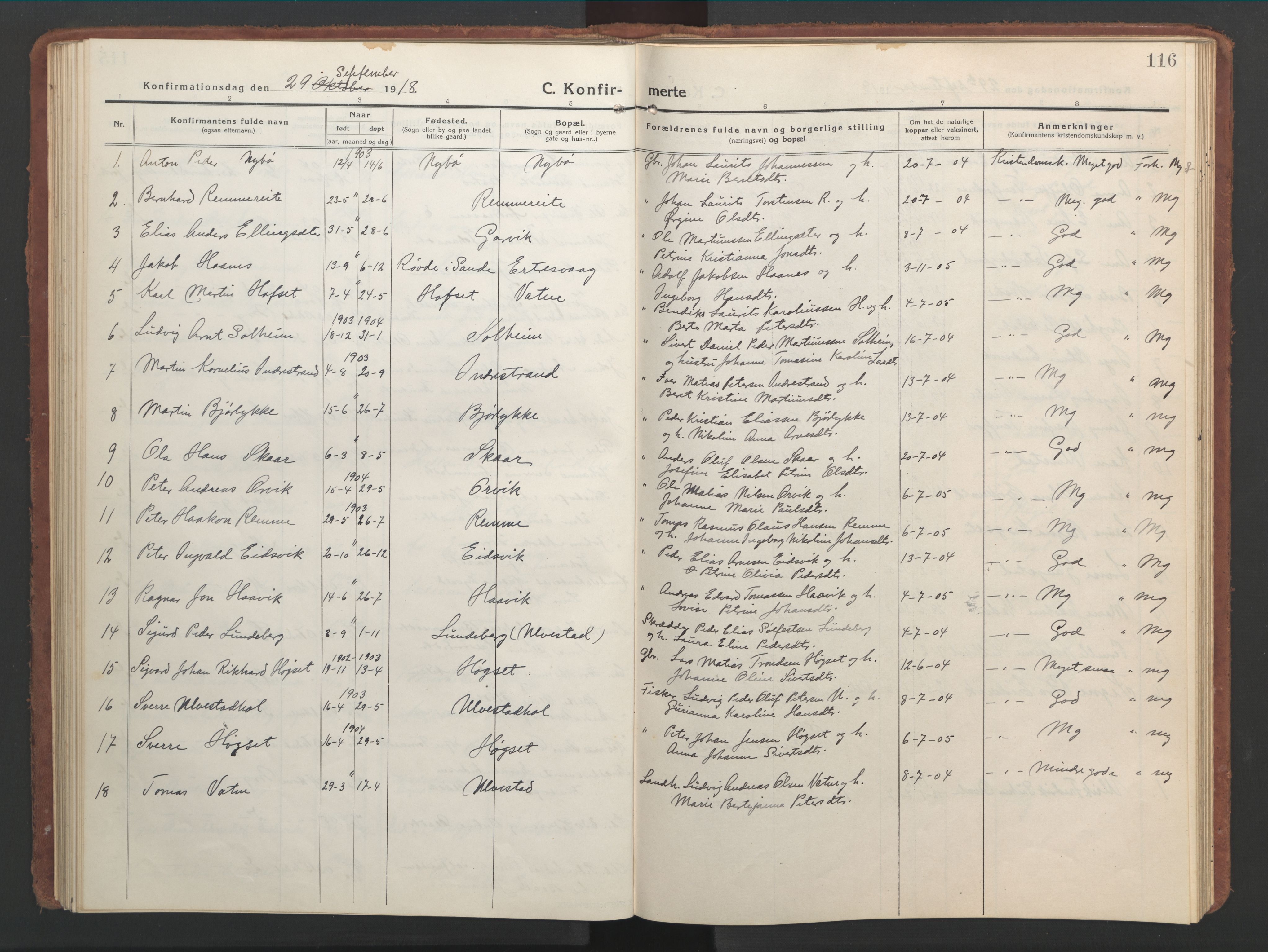 Ministerialprotokoller, klokkerbøker og fødselsregistre - Møre og Romsdal, AV/SAT-A-1454/525/L0378: Klokkerbok nr. 525C04, 1915-1947, s. 116