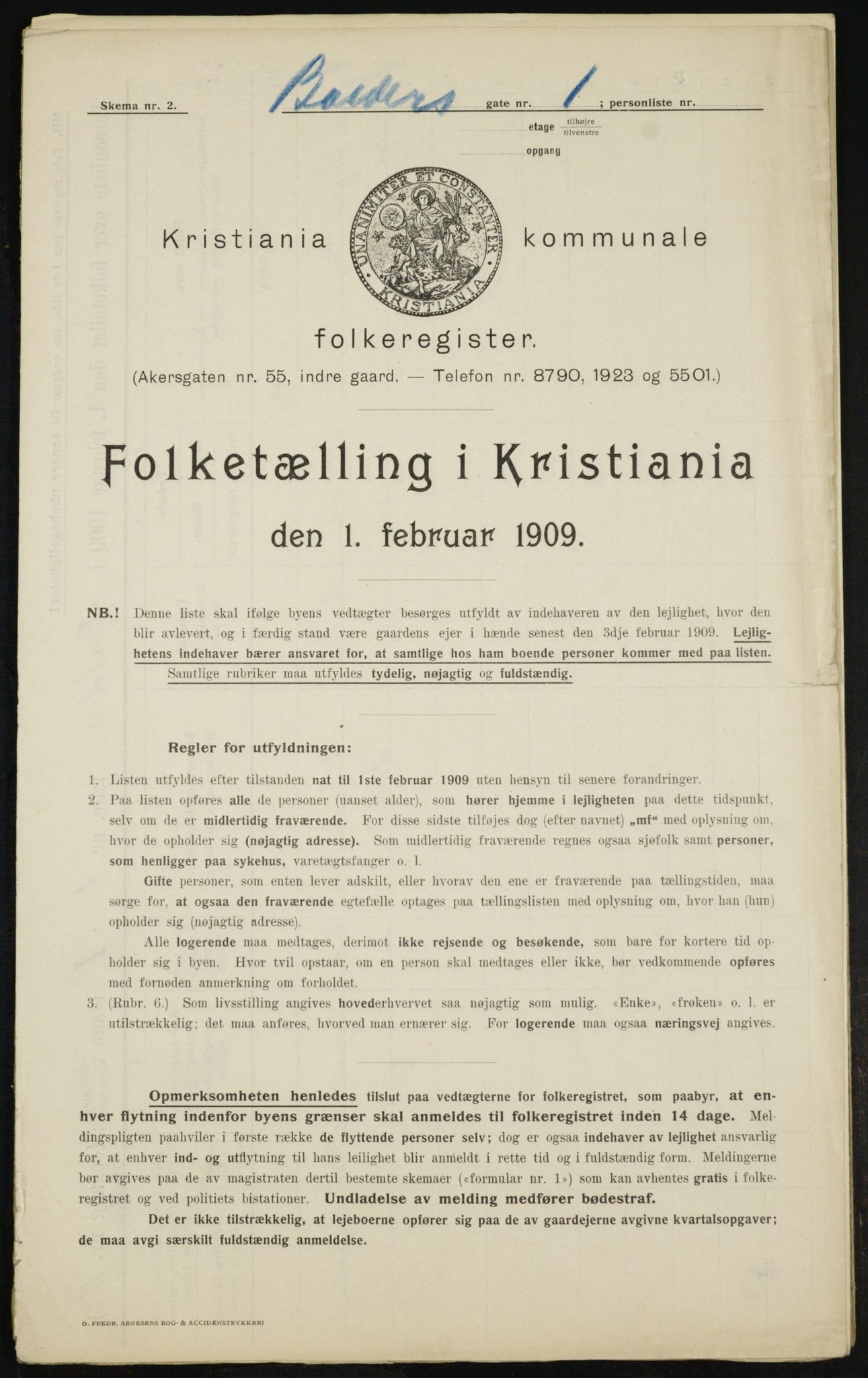 OBA, Kommunal folketelling 1.2.1909 for Kristiania kjøpstad, 1909, s. 2795