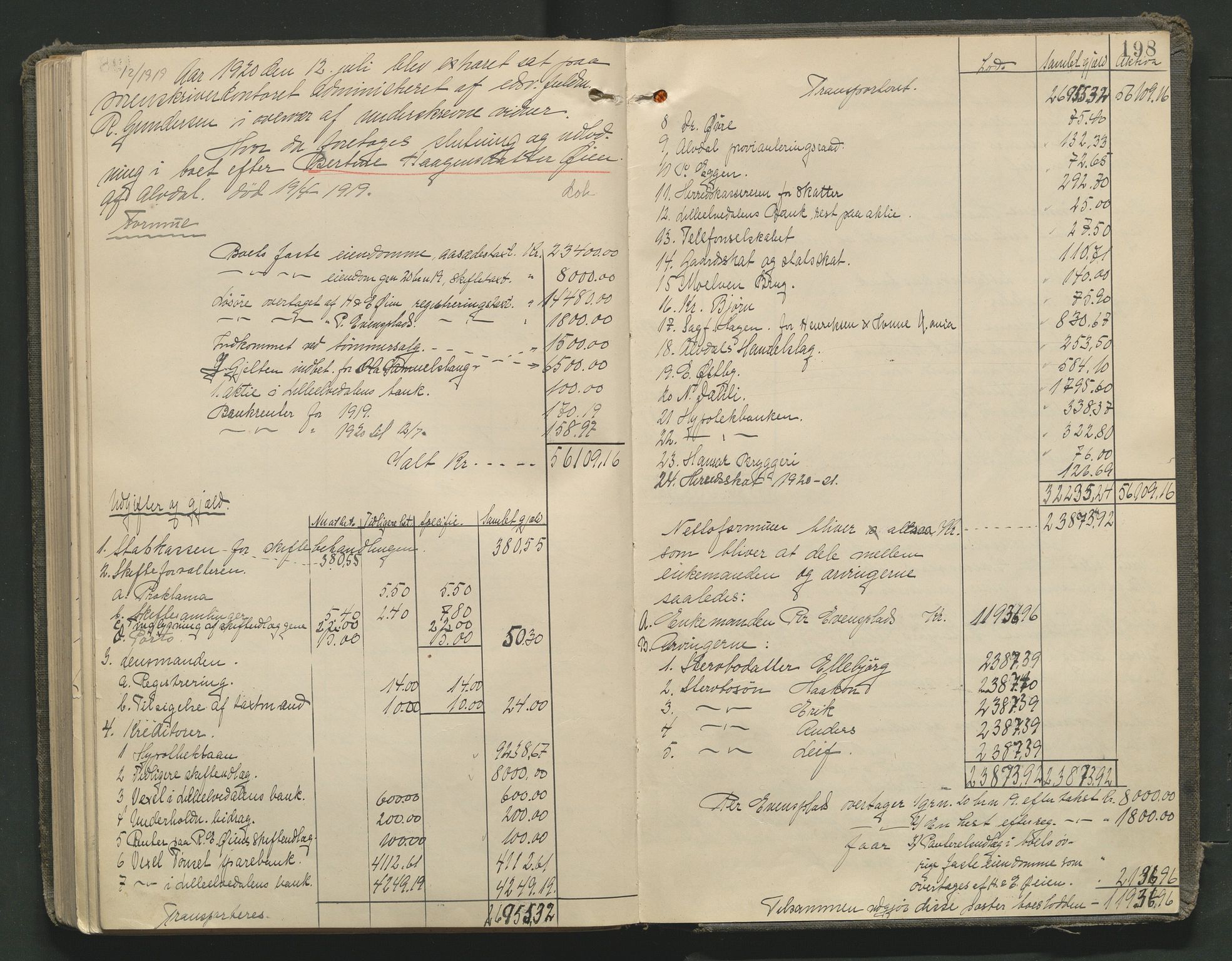 Nord-Østerdal tingrett, AV/SAH-TING-020/J/Jd/L0006: Skifteutlodningsprotokoll, 1907-1920, s. 198