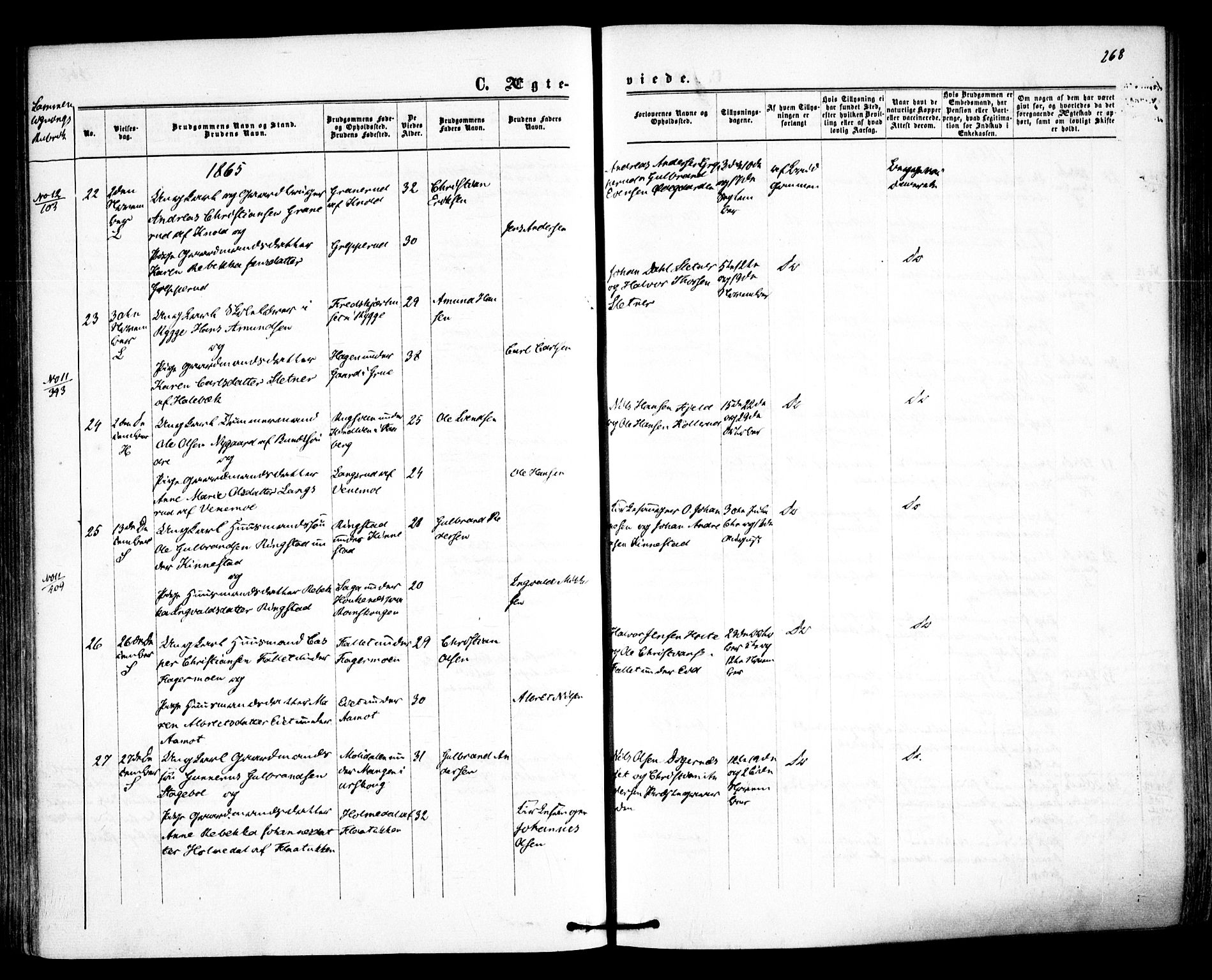 Høland prestekontor Kirkebøker, SAO/A-10346a/F/Fa/L0011: Ministerialbok nr. I 11, 1862-1869, s. 268