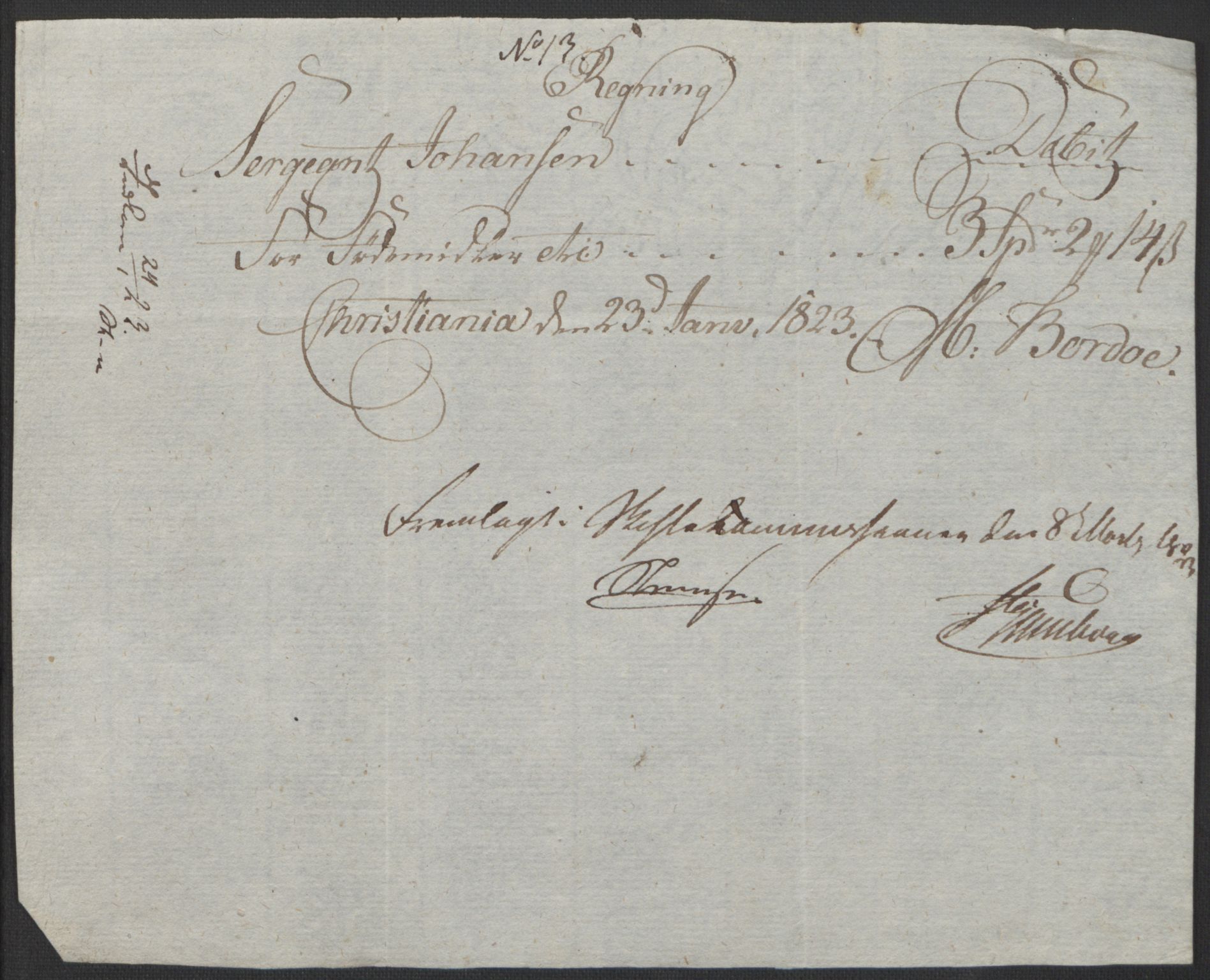 Forsvaret, Generalauditøren, AV/RA-RAFA-1772/F/Fj/Fjb/L0005: Skifter 1818 - 1823, 1818-1823, s. 187