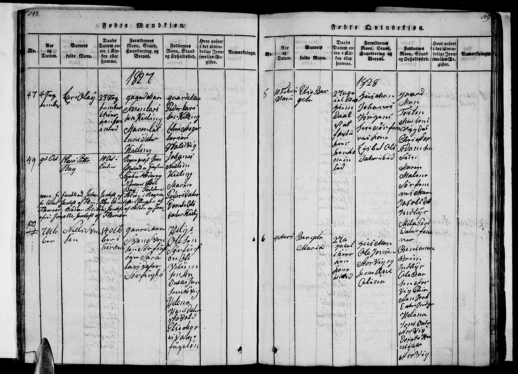 Ministerialprotokoller, klokkerbøker og fødselsregistre - Nordland, AV/SAT-A-1459/805/L0105: Klokkerbok nr. 805C01, 1820-1839, s. 148-149