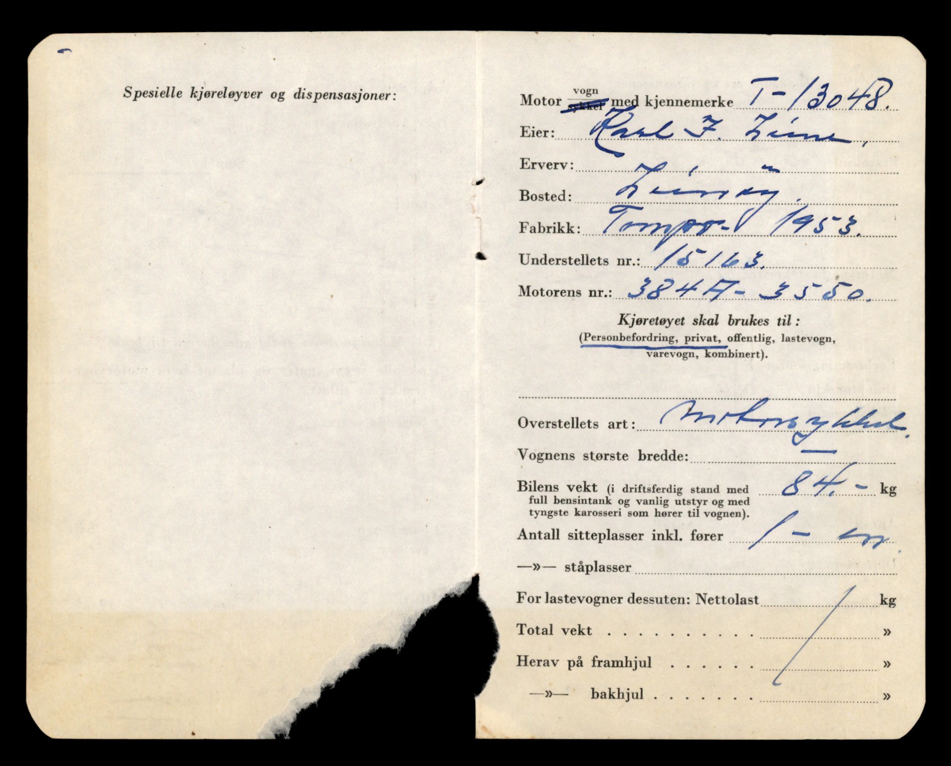 Møre og Romsdal vegkontor - Ålesund trafikkstasjon, AV/SAT-A-4099/F/Fe/L0037: Registreringskort for kjøretøy T 13031 - T 13179, 1927-1998, s. 411