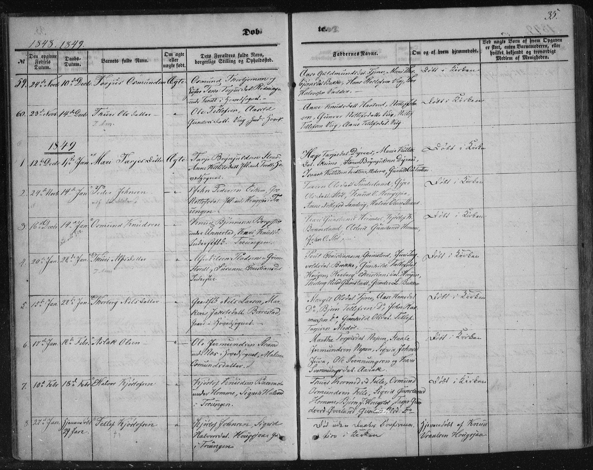 Nissedal kirkebøker, AV/SAKO-A-288/F/Fa/L0003: Ministerialbok nr. I 3, 1846-1870, s. 34-35