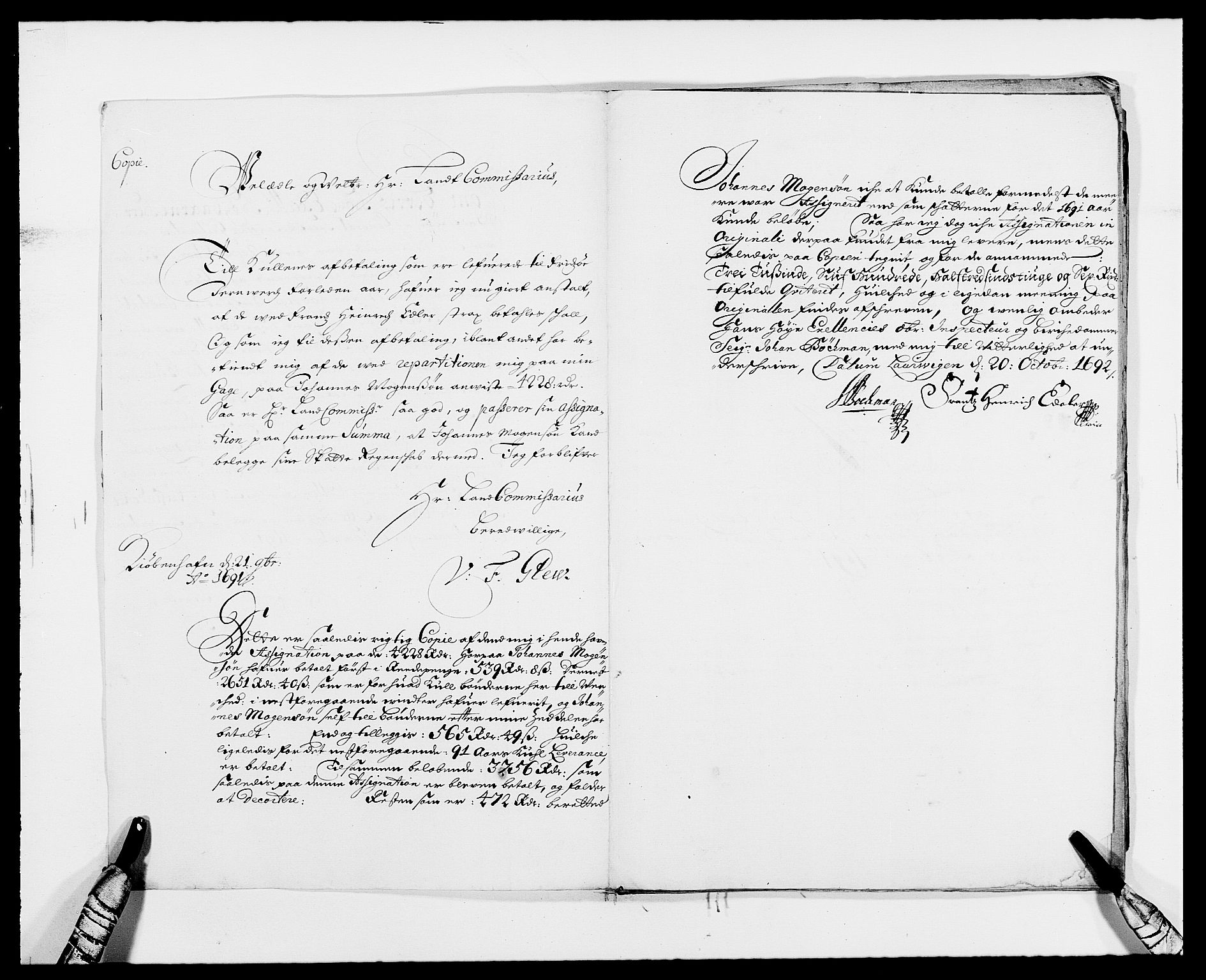 Rentekammeret inntil 1814, Reviderte regnskaper, Fogderegnskap, RA/EA-4092/R33/L1972: Fogderegnskap Larvik grevskap, 1690-1691, s. 415