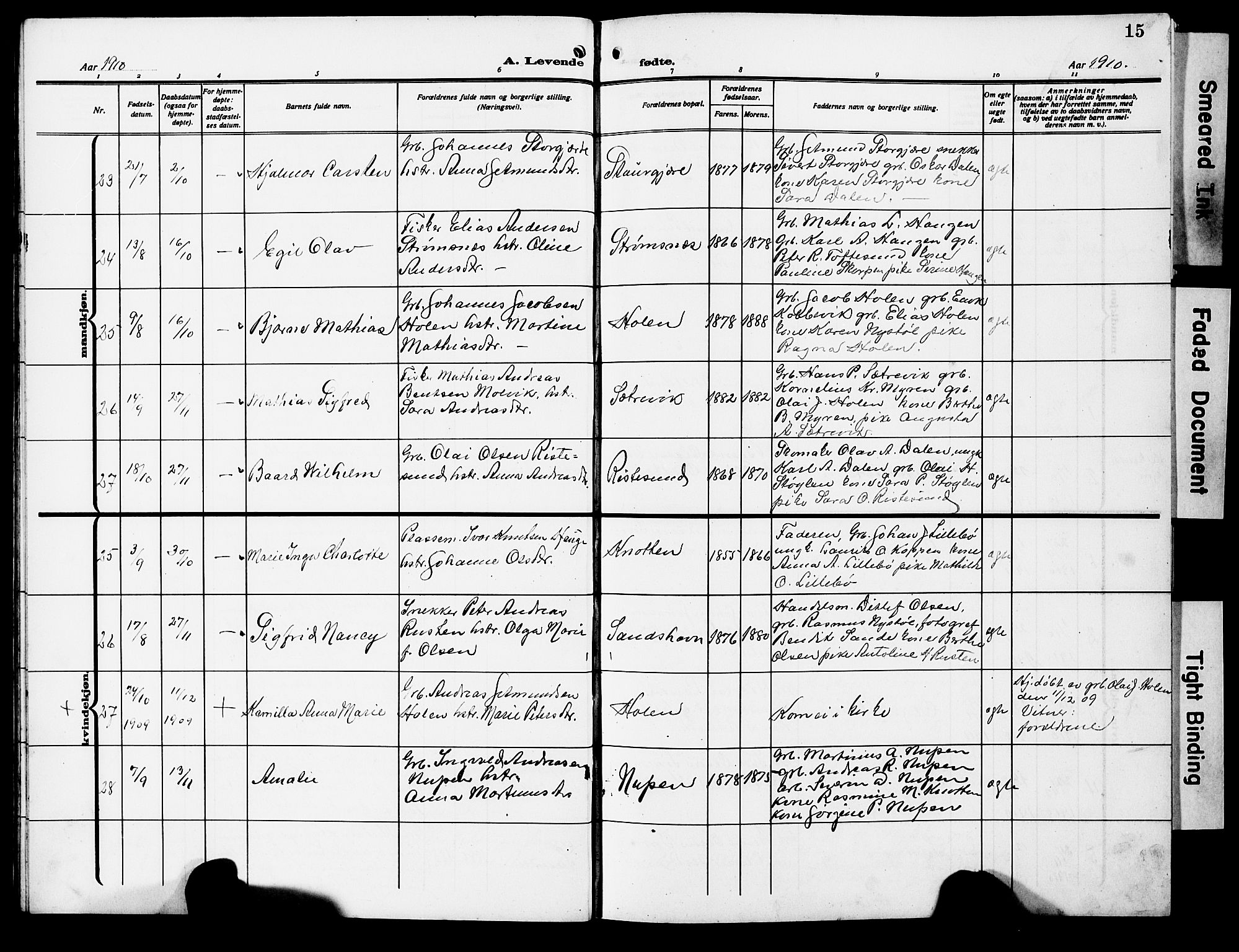 Ministerialprotokoller, klokkerbøker og fødselsregistre - Møre og Romsdal, AV/SAT-A-1454/503/L0050: Klokkerbok nr. 503C05, 1909-1922, s. 15