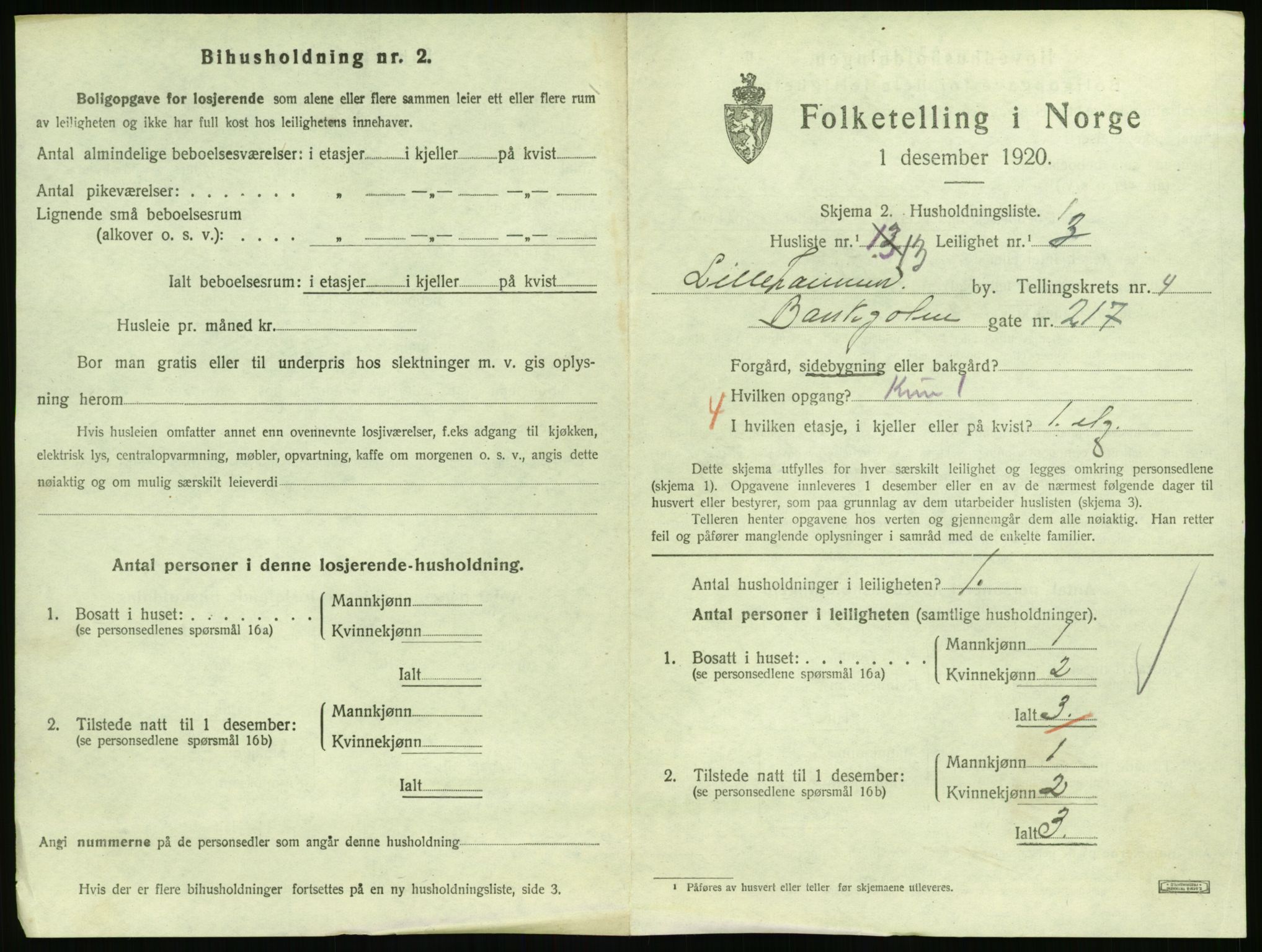 SAH, Folketelling 1920 for 0501 Lillehammer kjøpstad, 1920, s. 1998