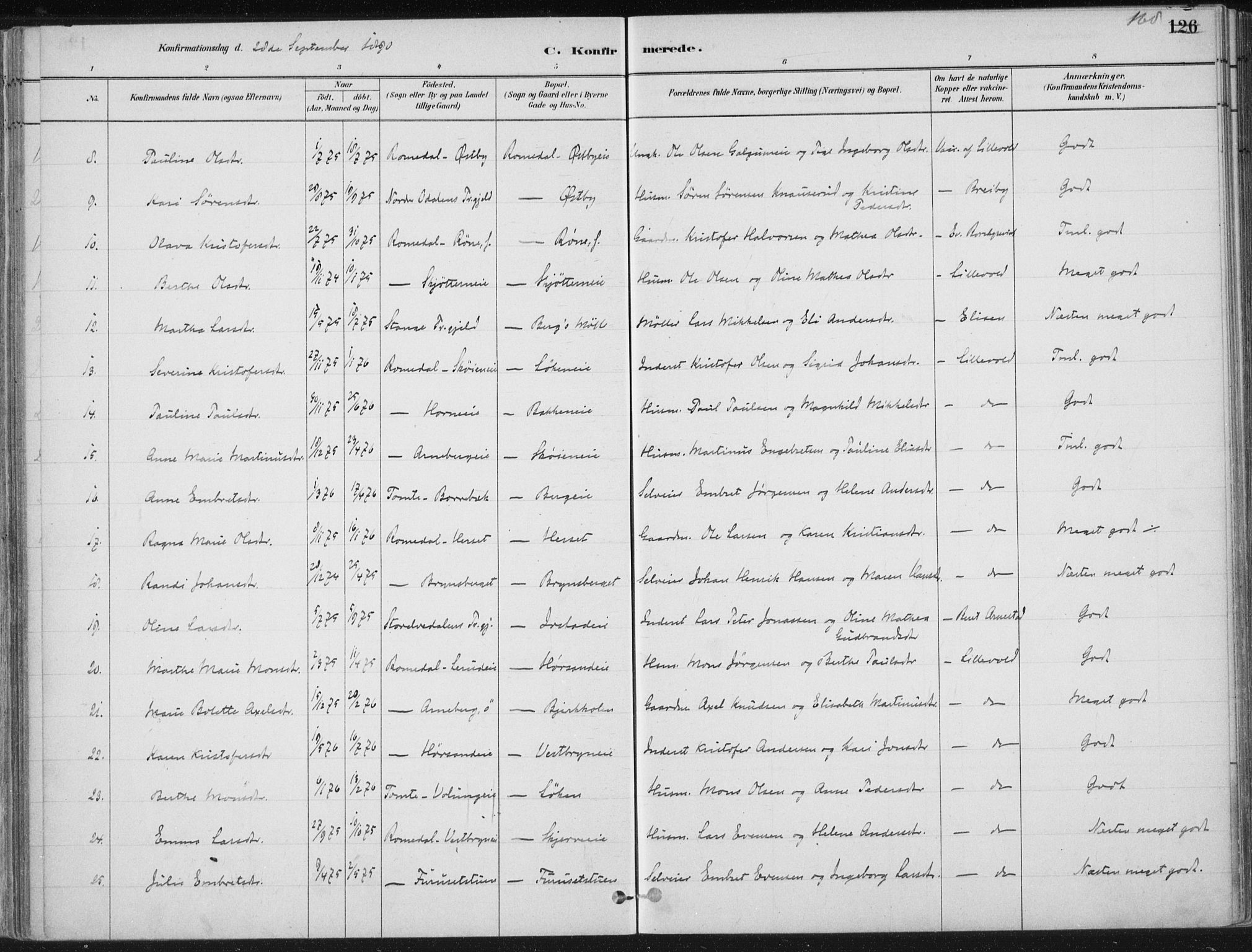 Romedal prestekontor, AV/SAH-PREST-004/K/L0010: Ministerialbok nr. 10, 1880-1895, s. 168