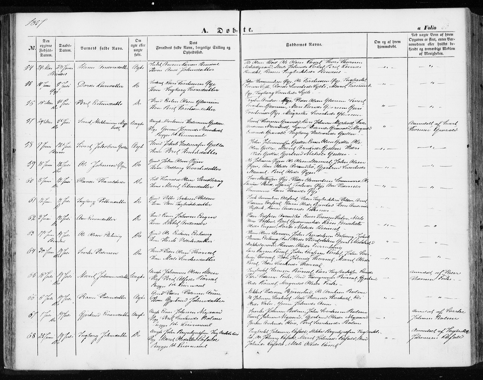 Ministerialprotokoller, klokkerbøker og fødselsregistre - Møre og Romsdal, AV/SAT-A-1454/595/L1044: Ministerialbok nr. 595A06, 1852-1863, s. 63