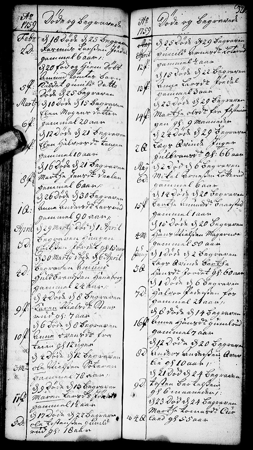 Aurskog prestekontor Kirkebøker, AV/SAO-A-10304a/F/Fa/L0002: Ministerialbok nr. I 2, 1735-1766, s. 320